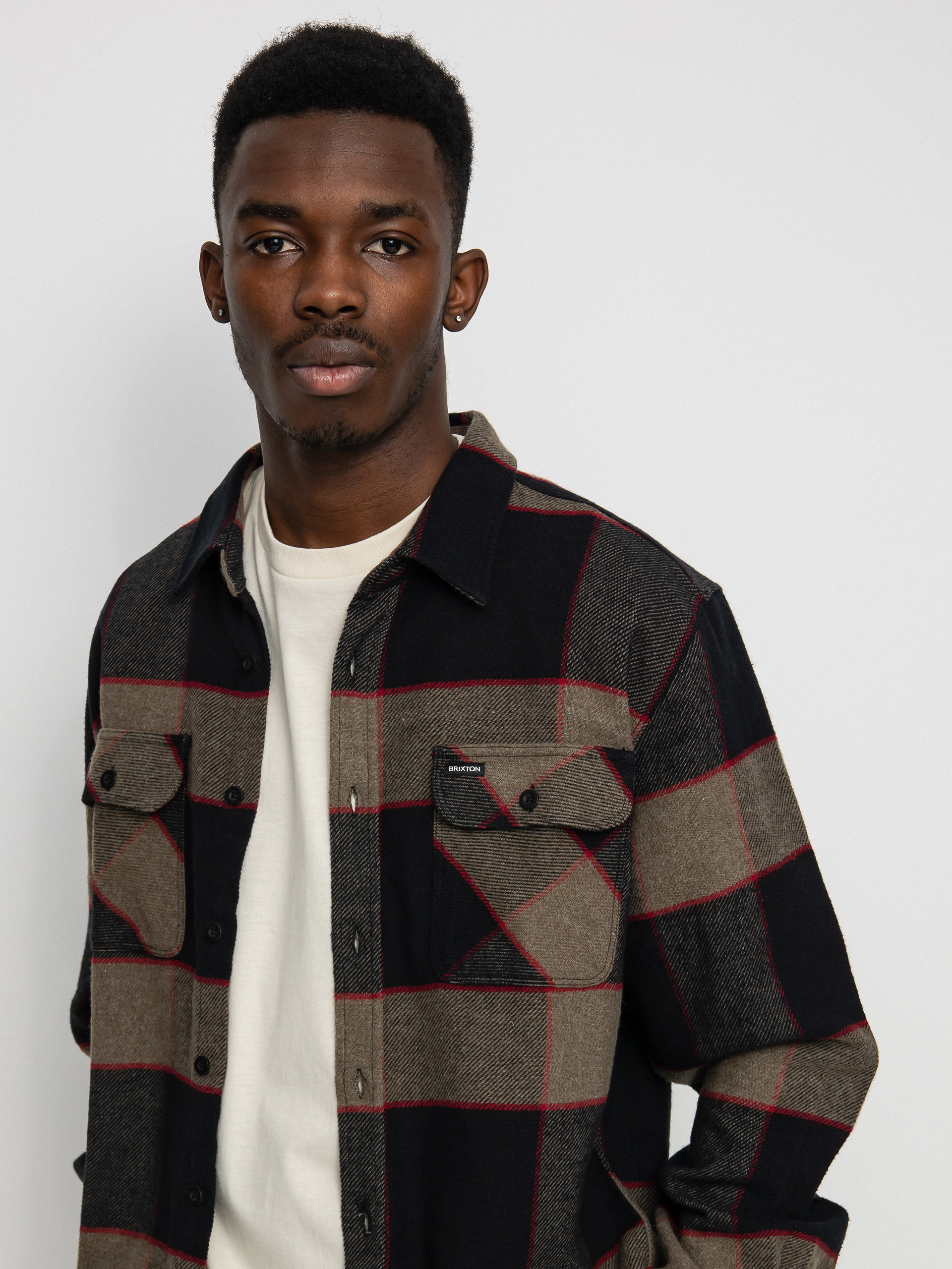 Kou0161eu013ea Brixton Bowery Flannel Ls (heather grey/charcoal)
