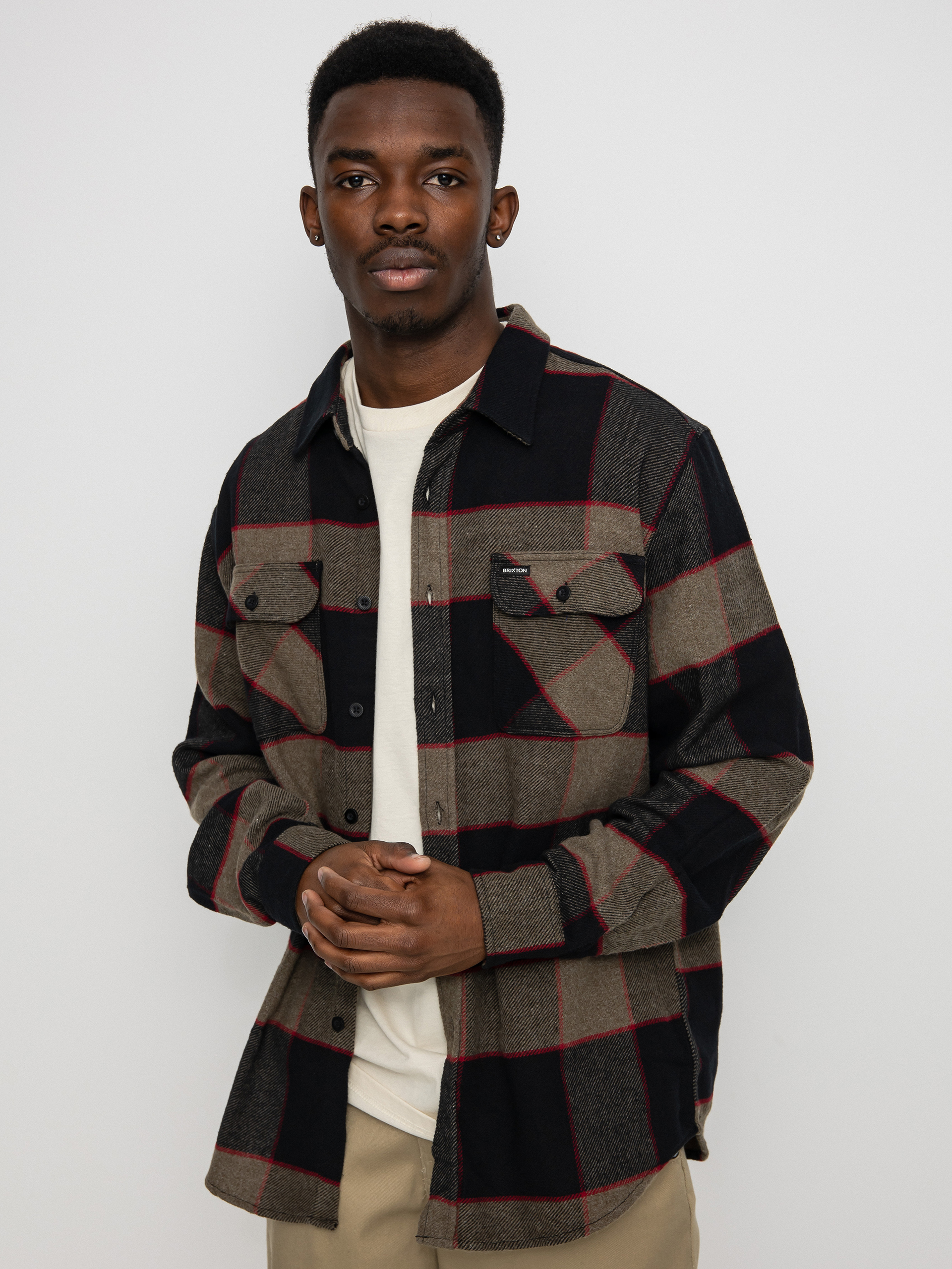 Košeľa Brixton Bowery Flannel Ls (heather grey/charcoal)