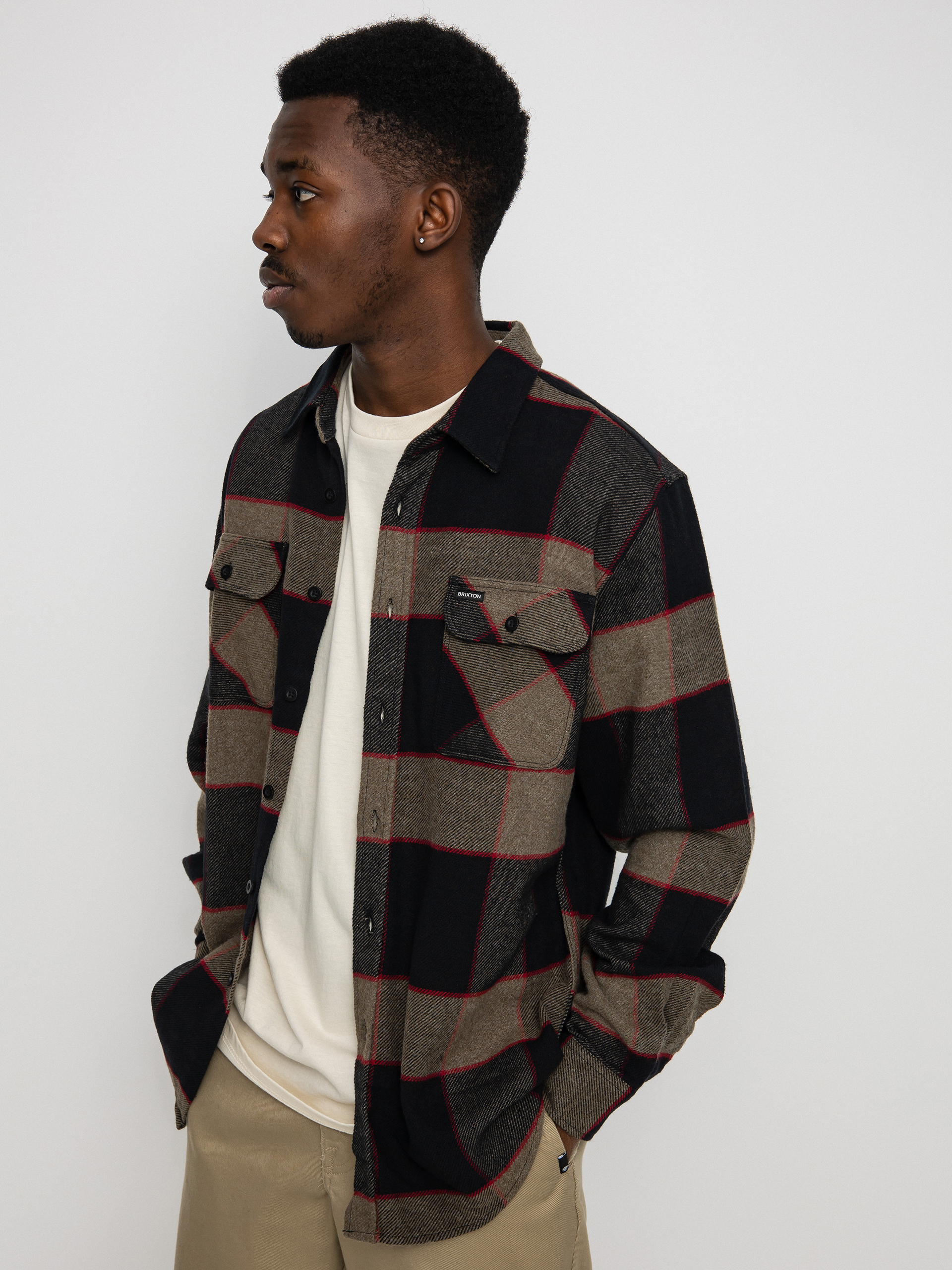 Košeľa Brixton Bowery Flannel Ls (heather grey/charcoal)
