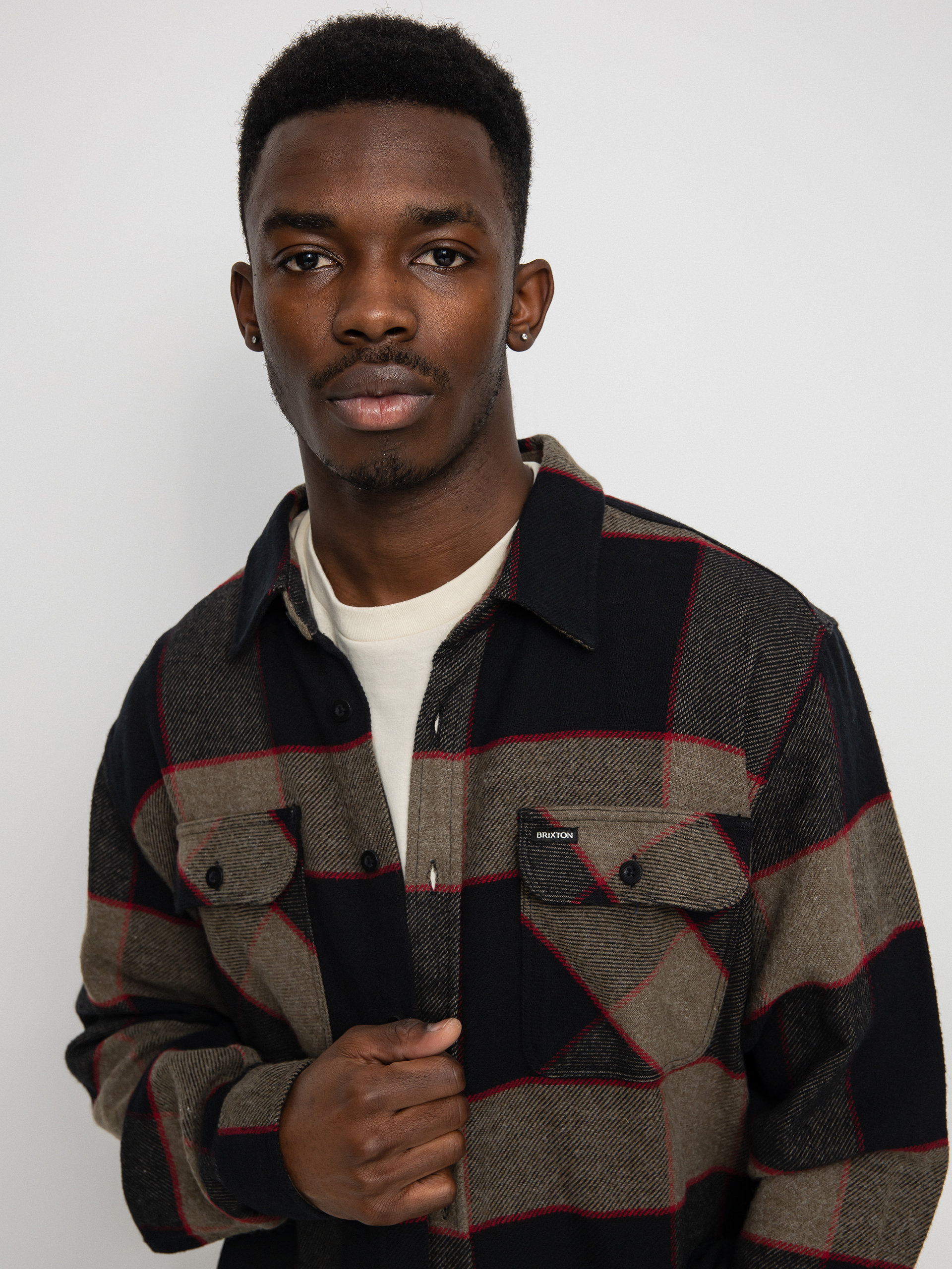Košeľa Brixton Bowery Flannel Ls (heather grey/charcoal)