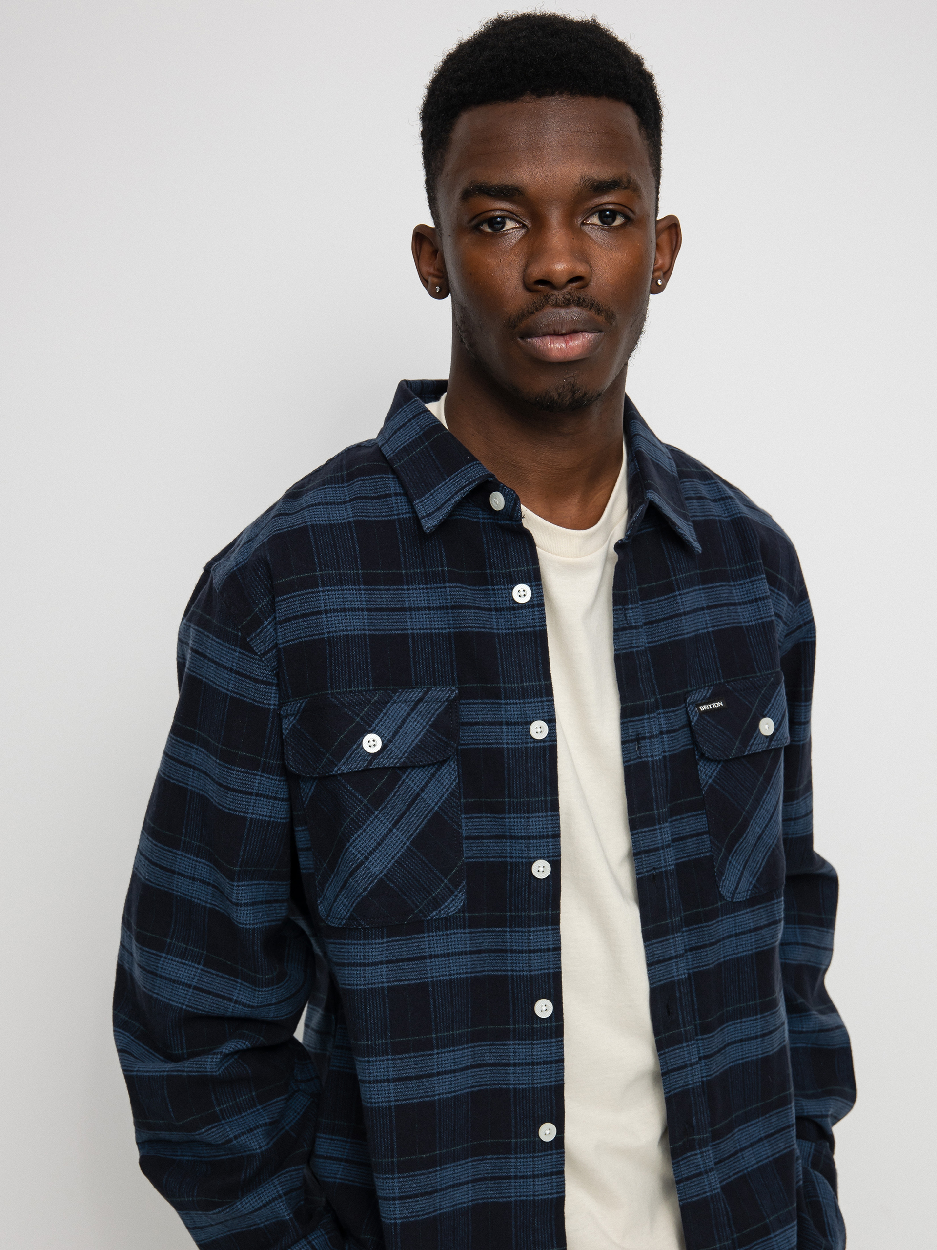 Košeľa Brixton Bowery Stretch Flannel Ls (navy)