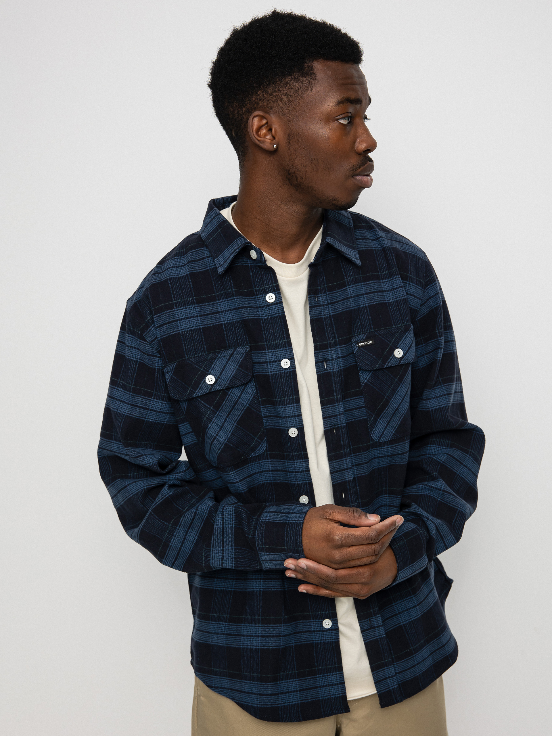 Košeľa Brixton Bowery Stretch Flannel Ls (navy)