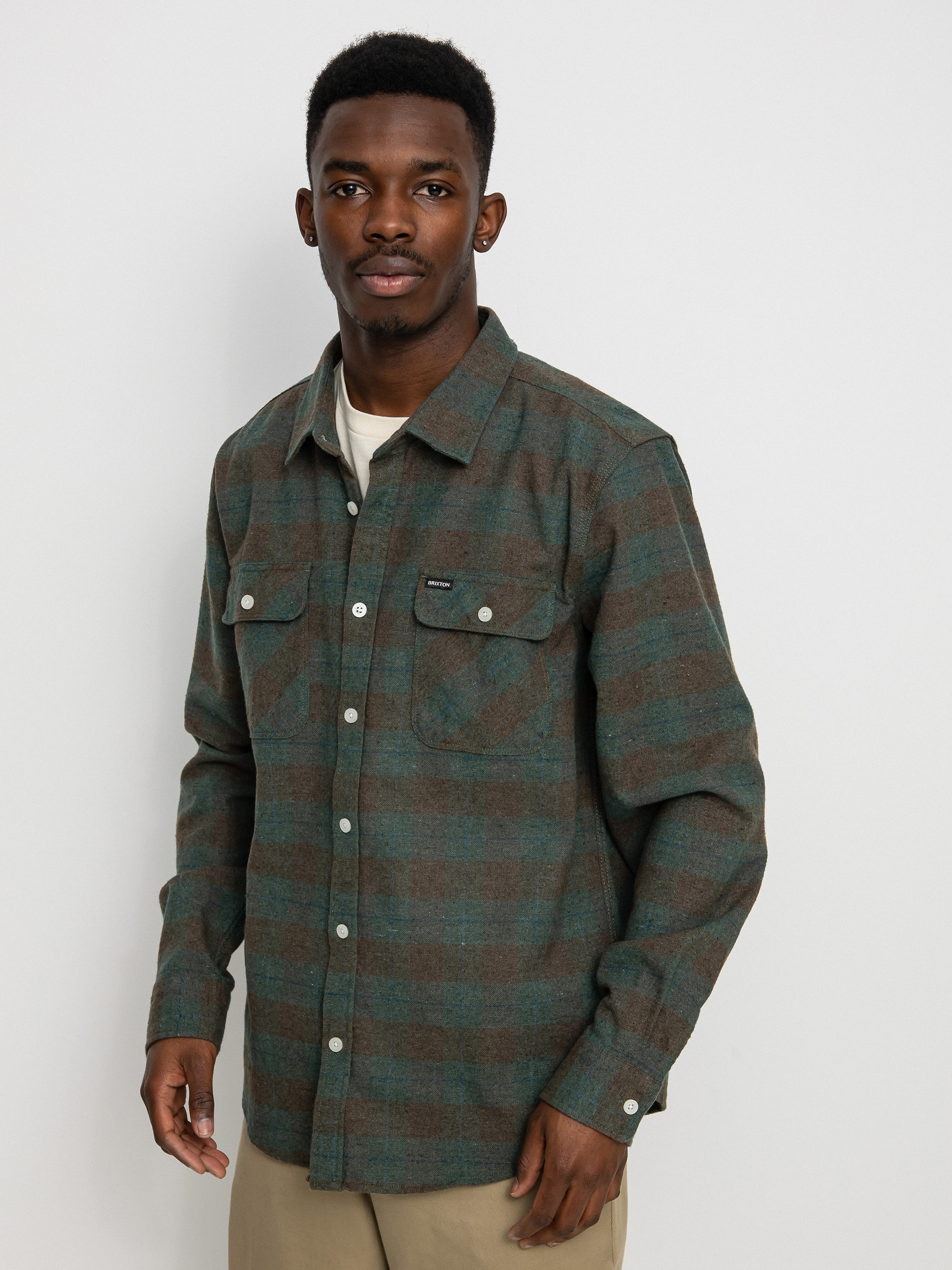 Košeľa Brixton Bowery Flannel Ls (ocean)