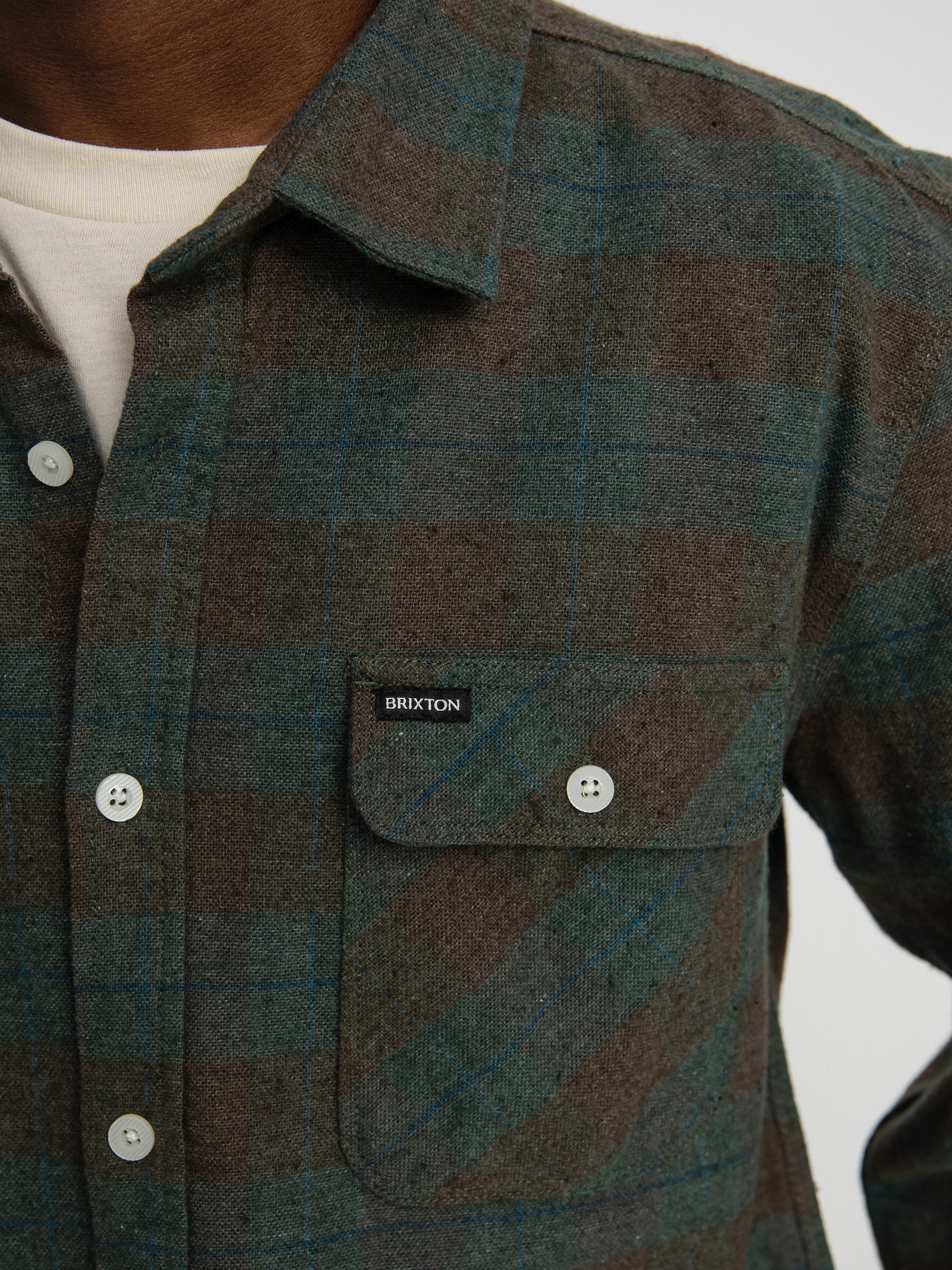 Košeľa Brixton Bowery Flannel Ls (ocean)