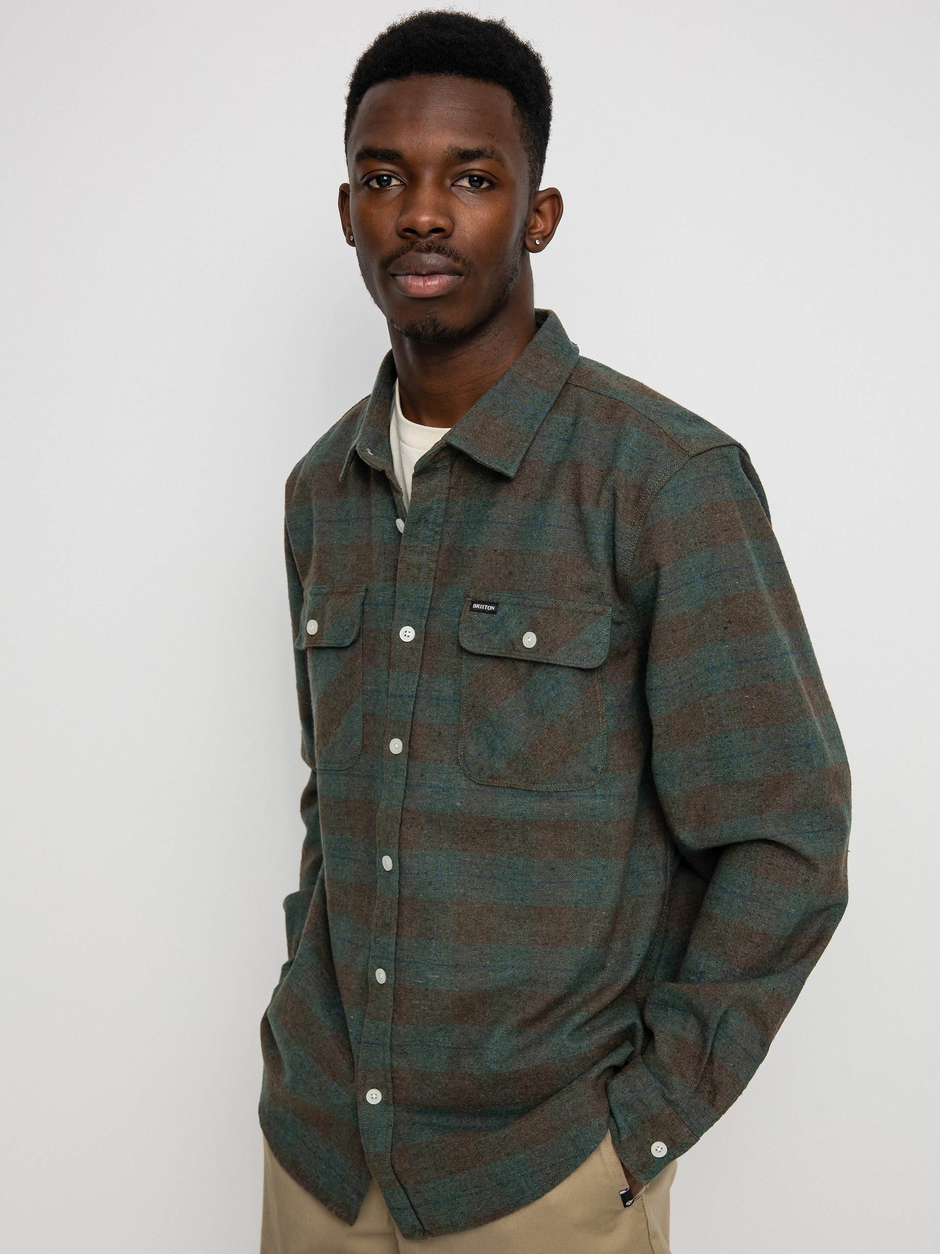 Košeľa Brixton Bowery Flannel Ls (ocean)