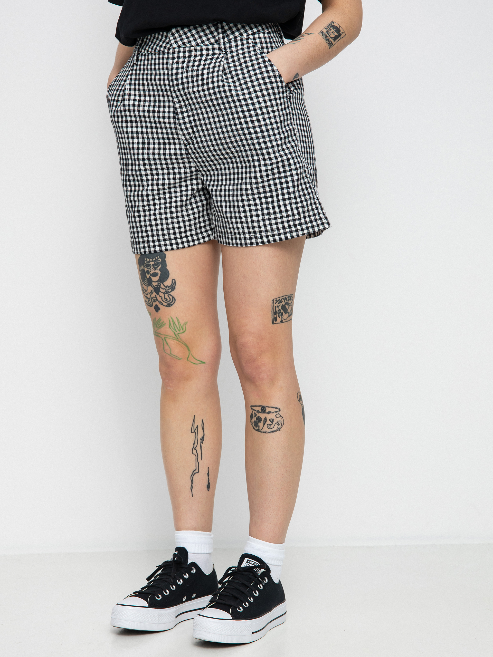 Kraťasy Brixton Victory Trouser Wmn (black gingham)