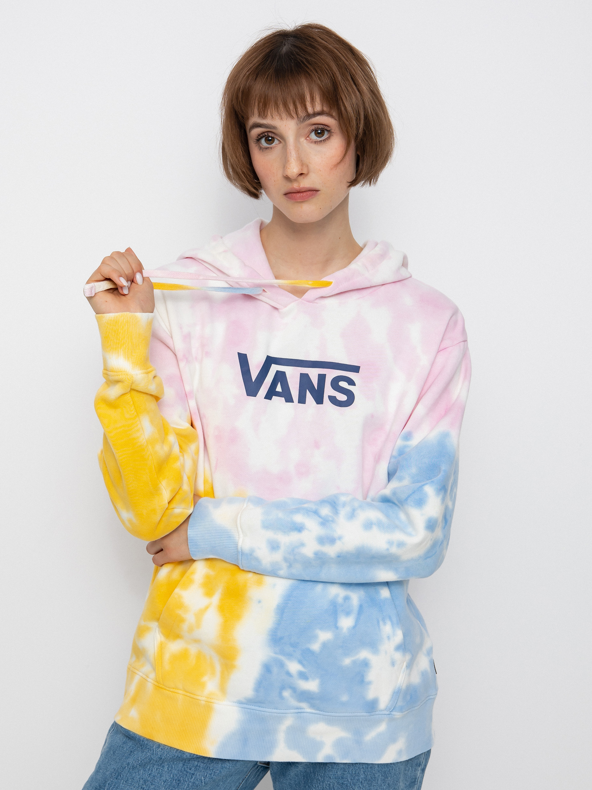 Mikina s kapucňou Vans Tri Dye Bff HD Wmn (crandle pink)