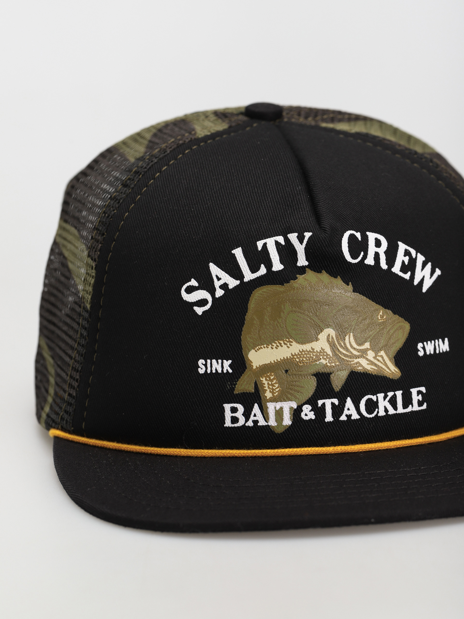 Šiltovka Salty Crew Bass Man Trucker (black camo)