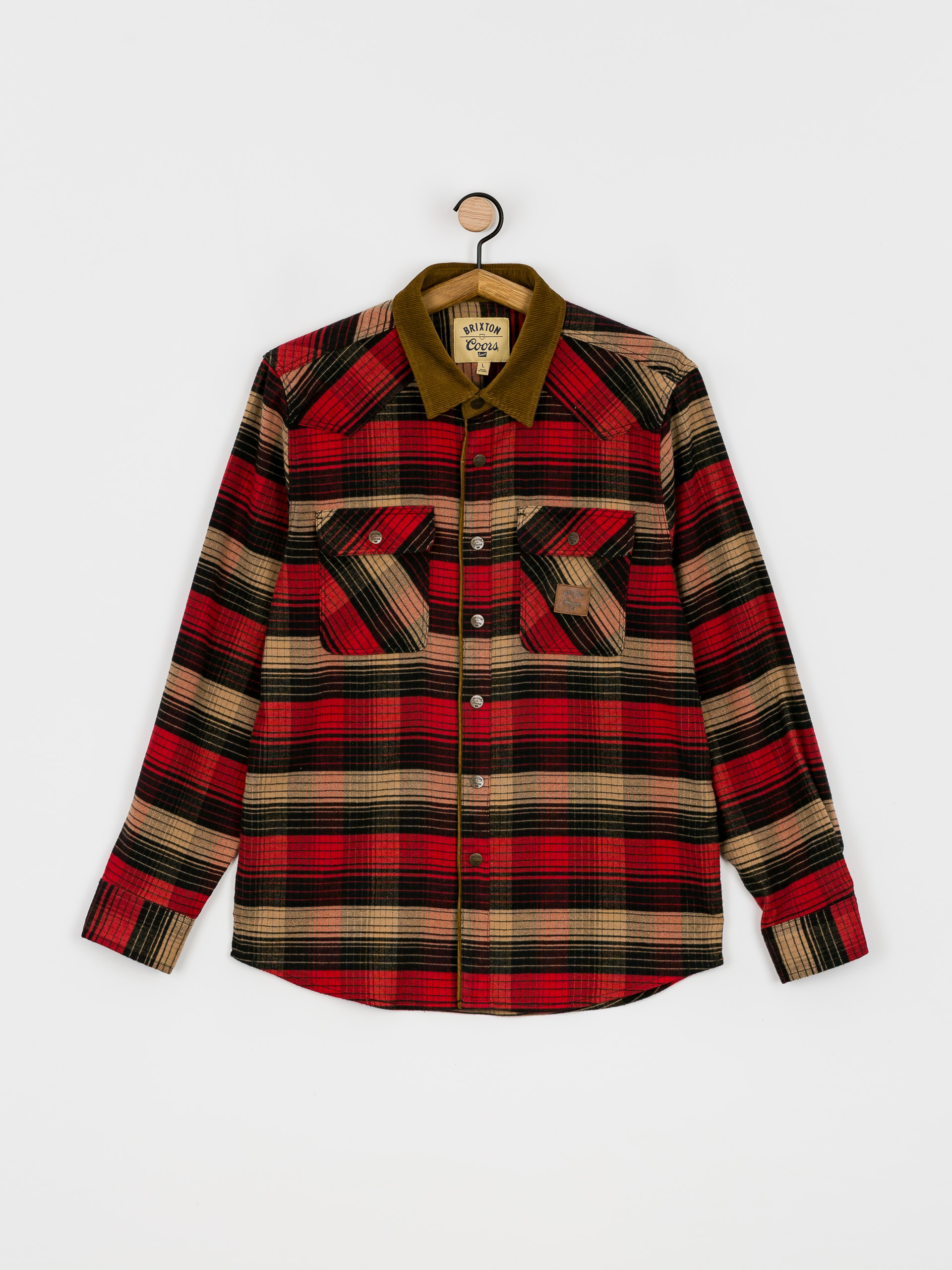 Košeľa Brixton Coors Bowery Stretch Flannel Ls (banquet red/brown)