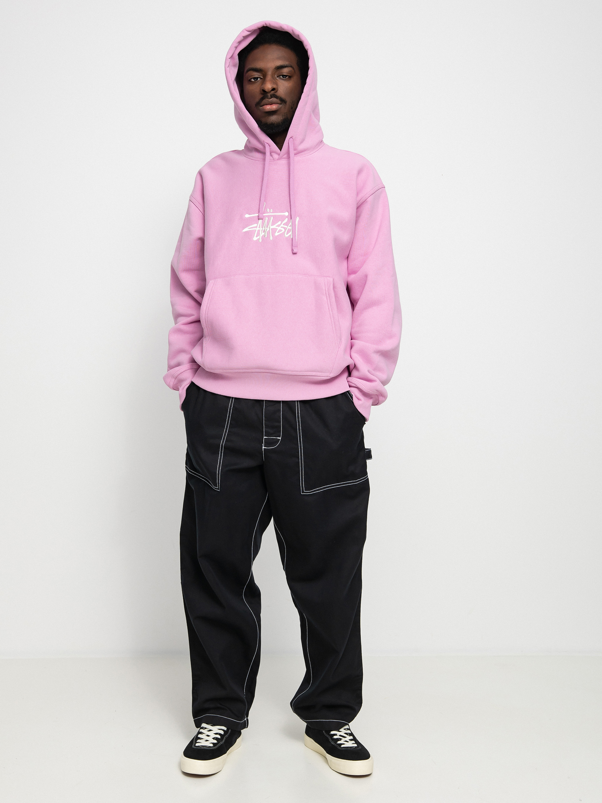 Mikina s kapucňou Stussy Basic App. HD (pink)
