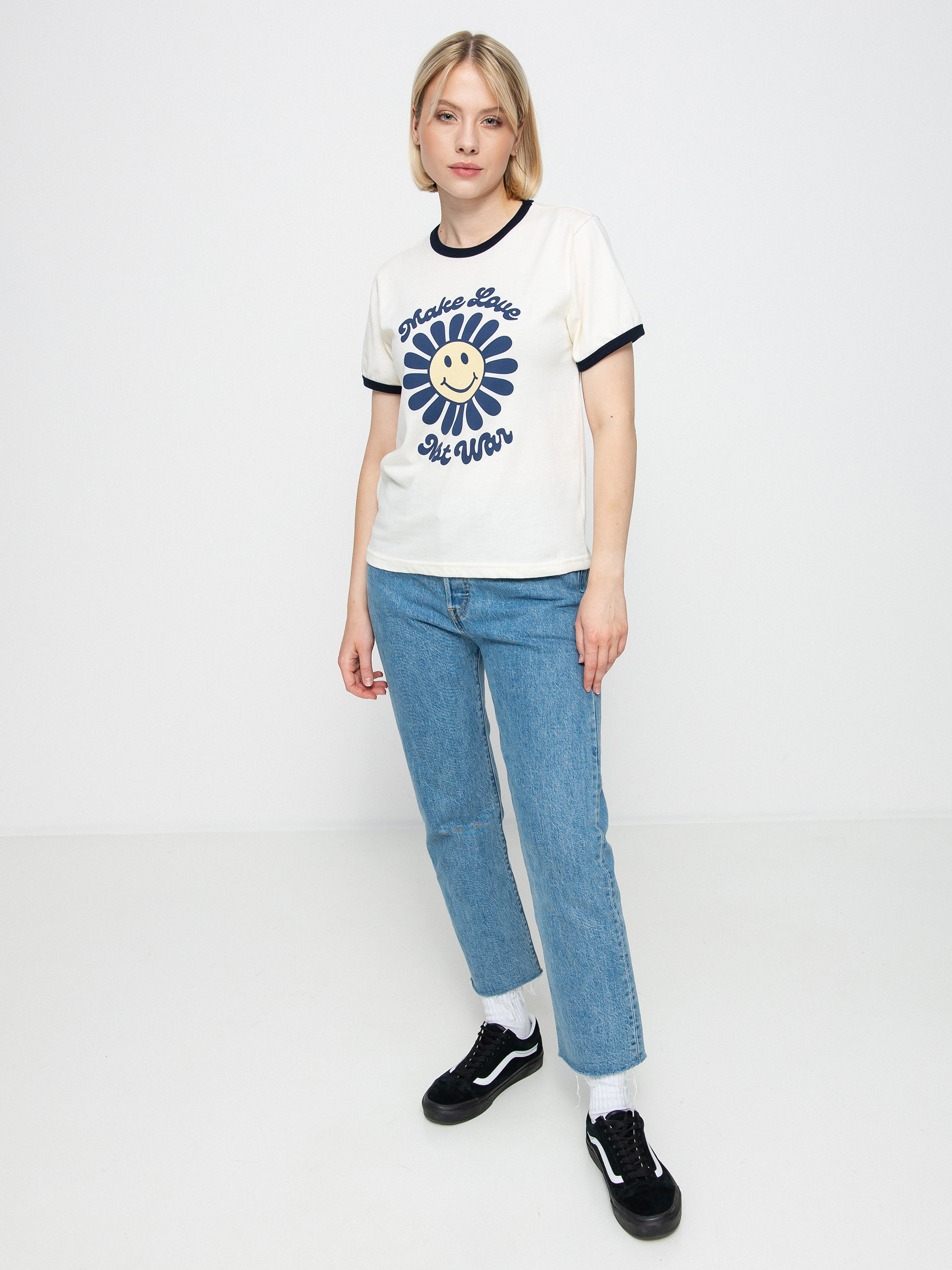 Tričko Brixton Love Not War Ringer Wmn (dove)