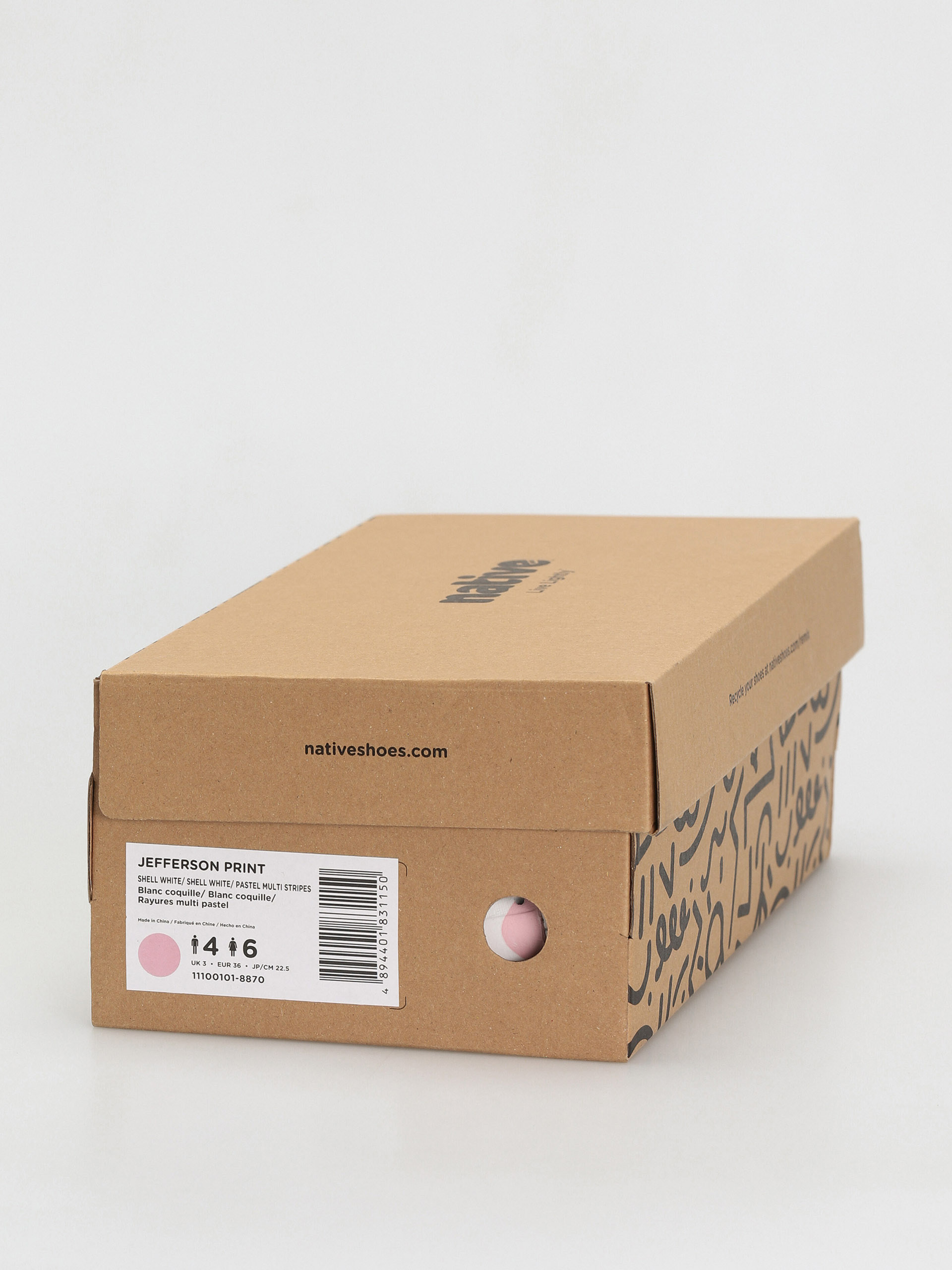 Topánky Native Jefferson Print (shell white/shell white/pastel multi stripe)