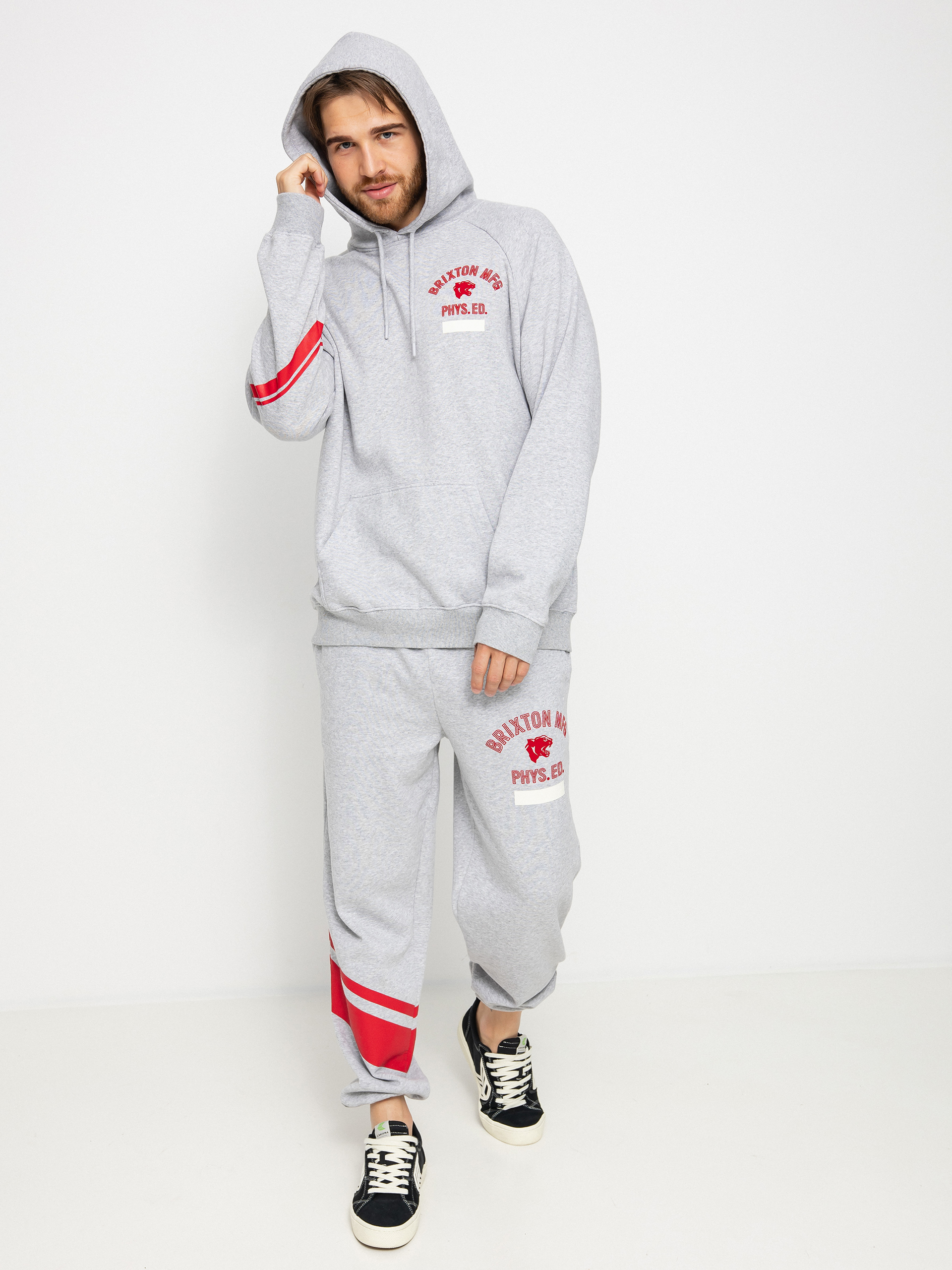Mikina s kapucňou Brixton Phys. Ed. Raglan HD (heather grey)