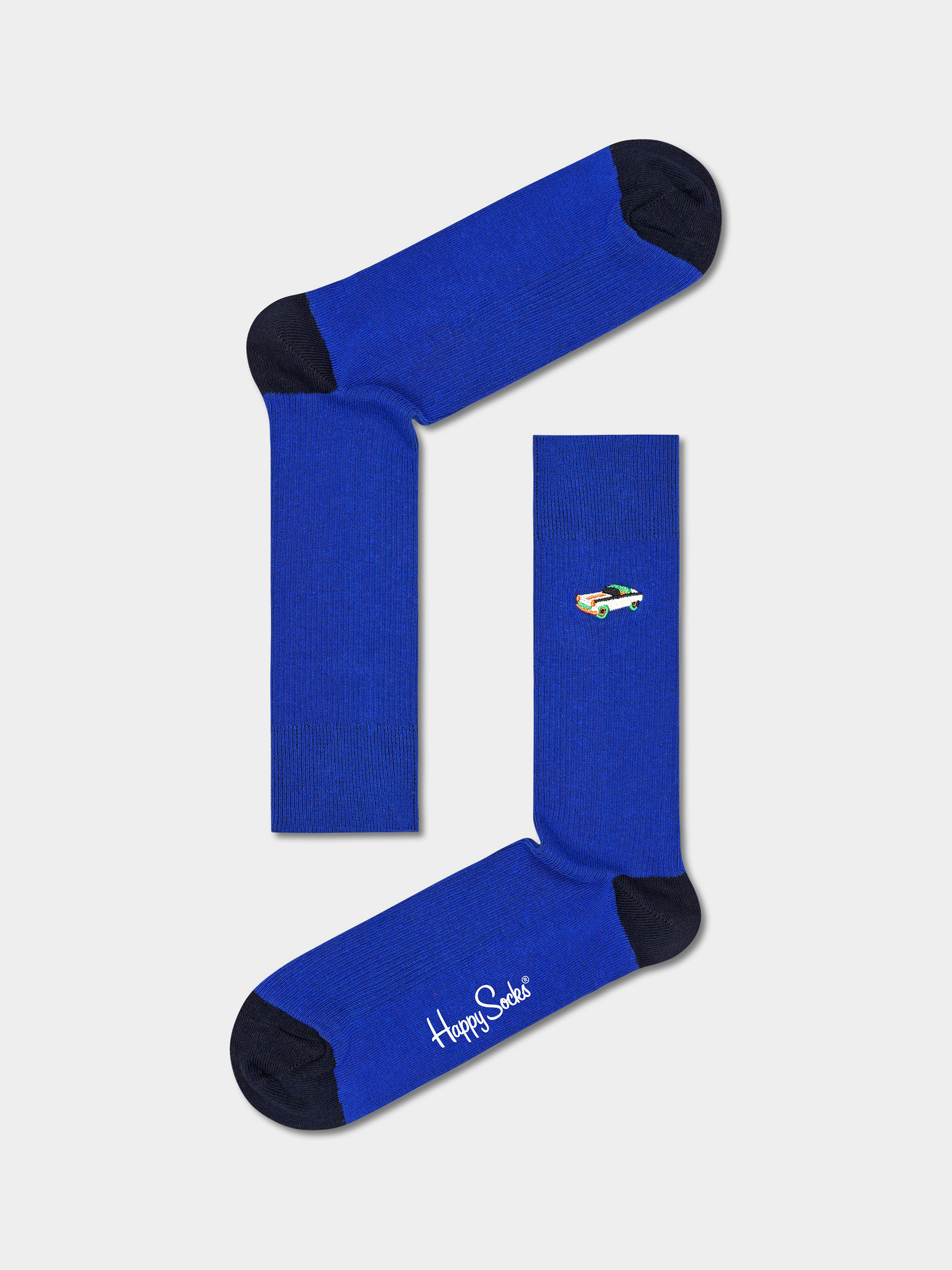 Ponožky Happy Socks Ribbed Embroidery Car (blue)
