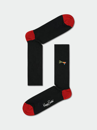Ponožky Happy Socks Ribbed Embroidery Lazer Quest (black)