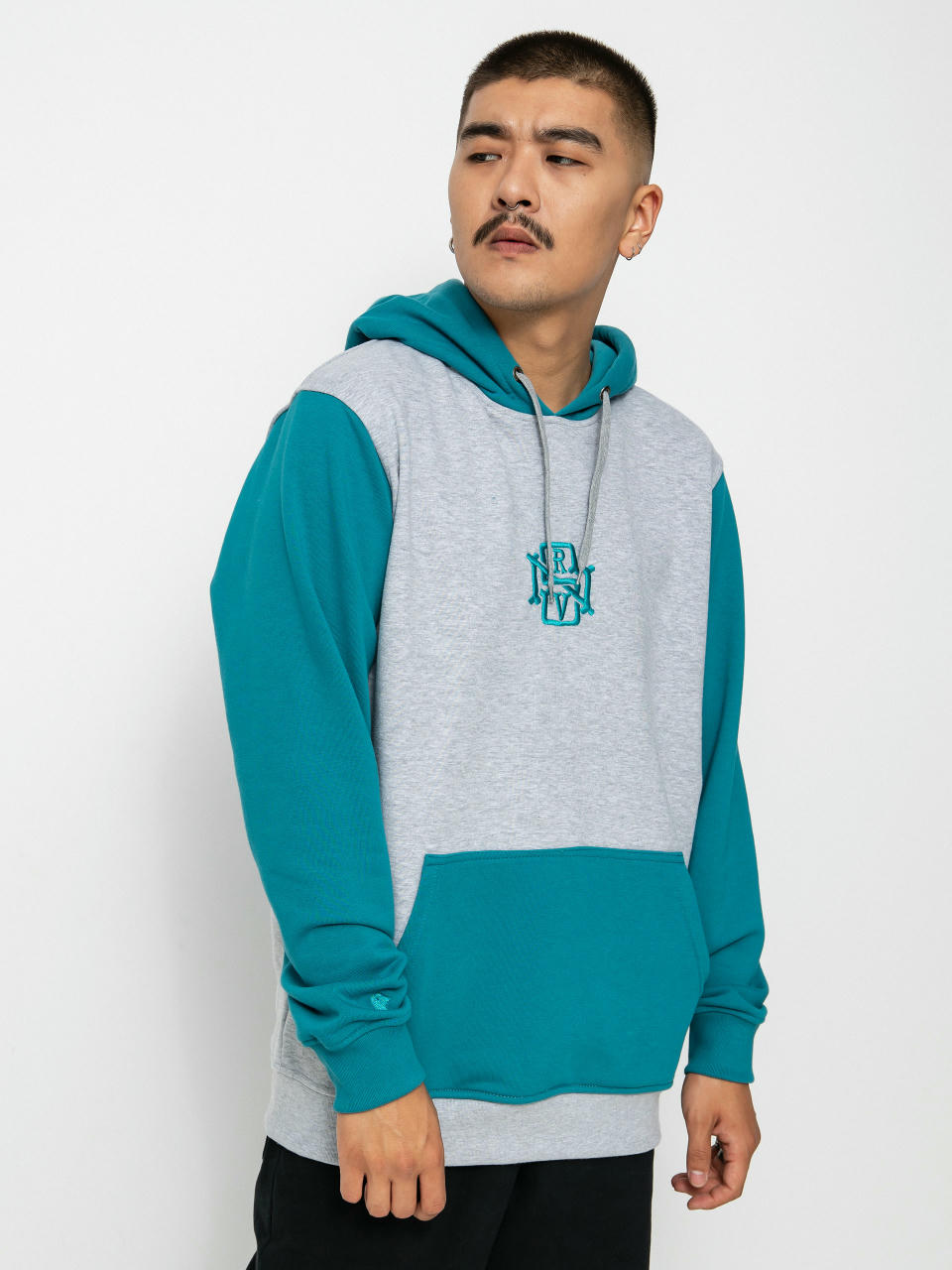 Mikina s kapucňou Nervous Initial HD (ocean grey)