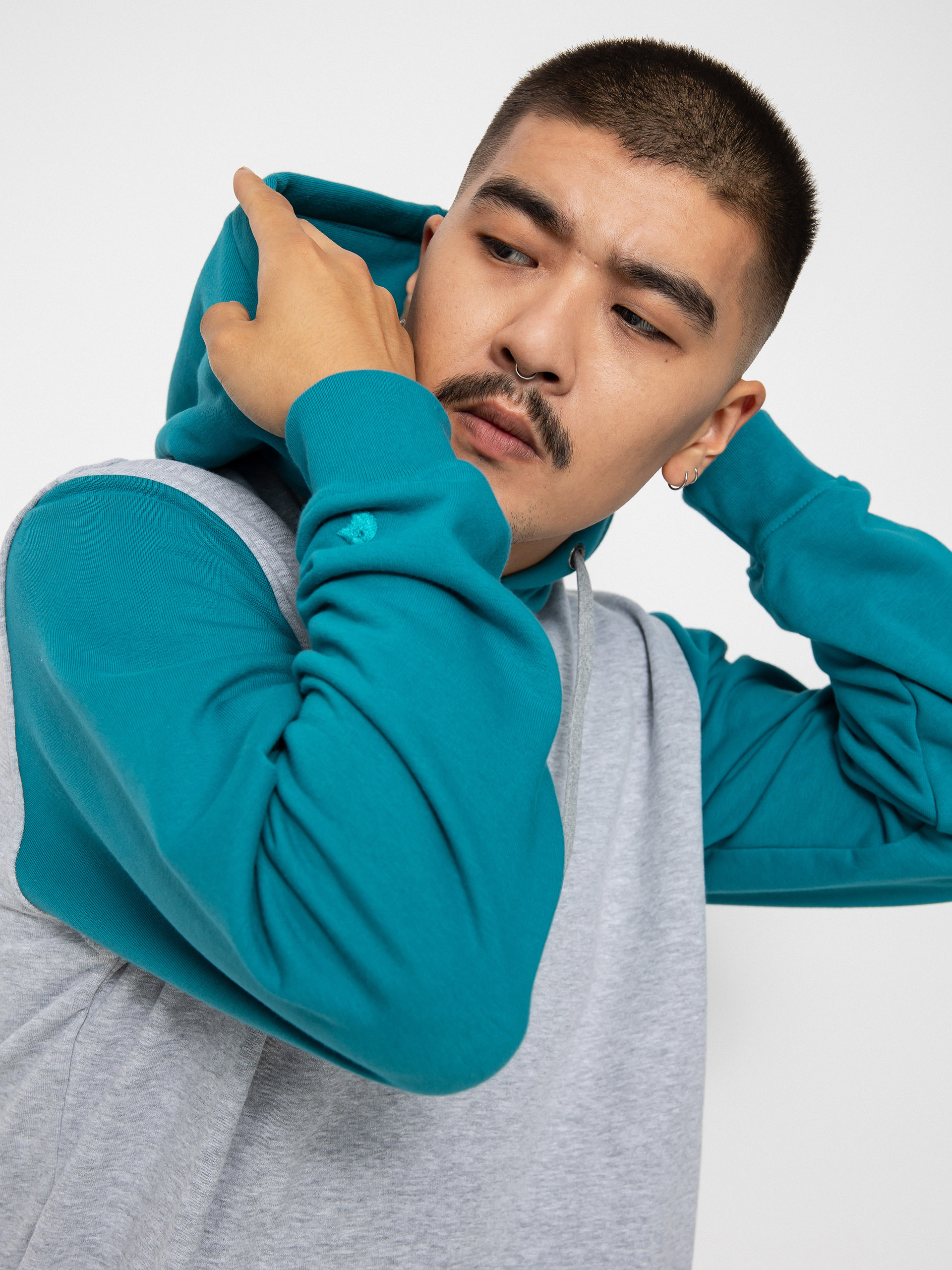 Mikina s kapucňou Nervous Initial HD (ocean grey)