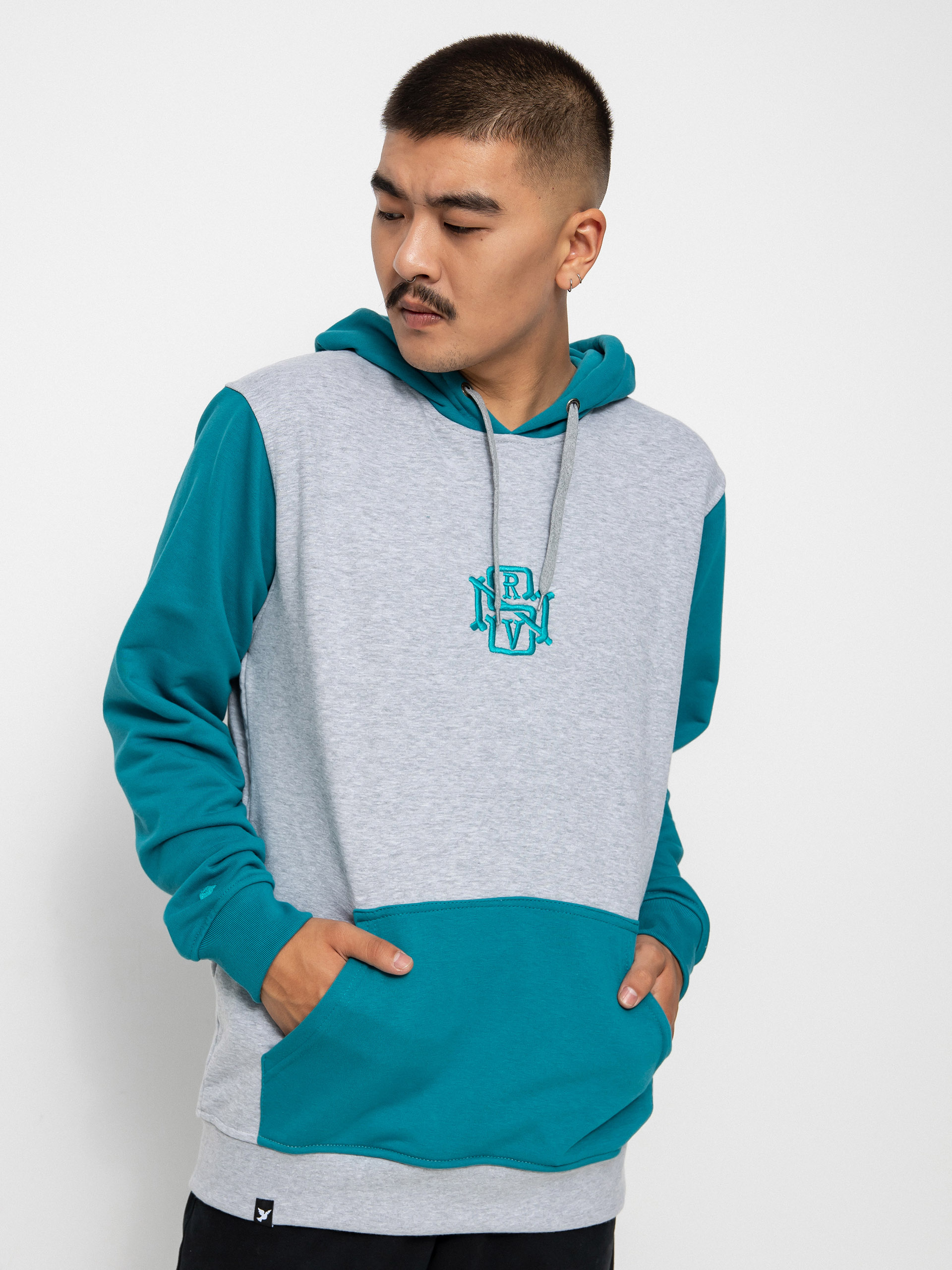 Mikina s kapucňou Nervous Initial HD (ocean grey)