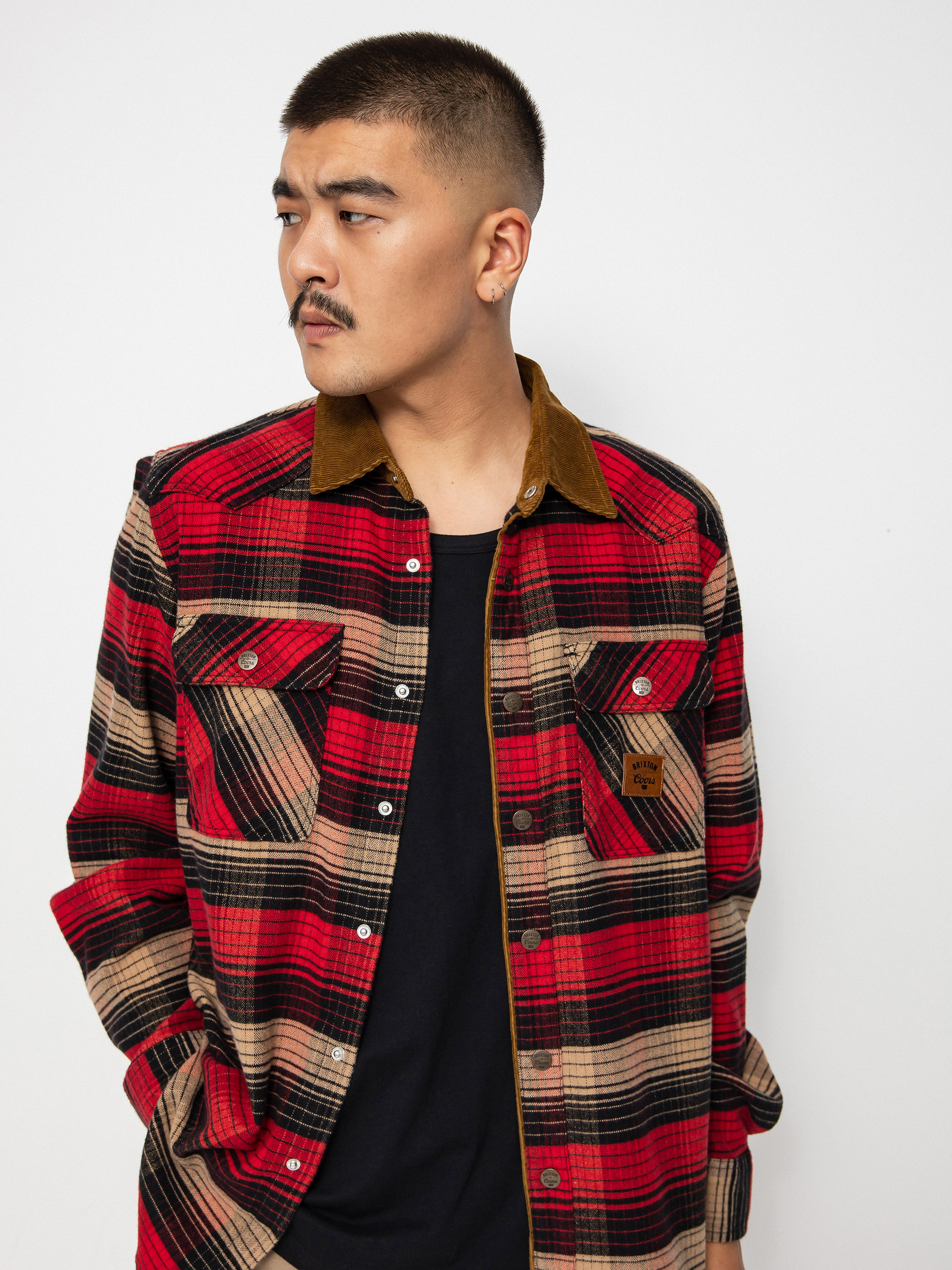 Košeľa Brixton Coors Bowery Stretch Flannel Ls (banquet red/brown)