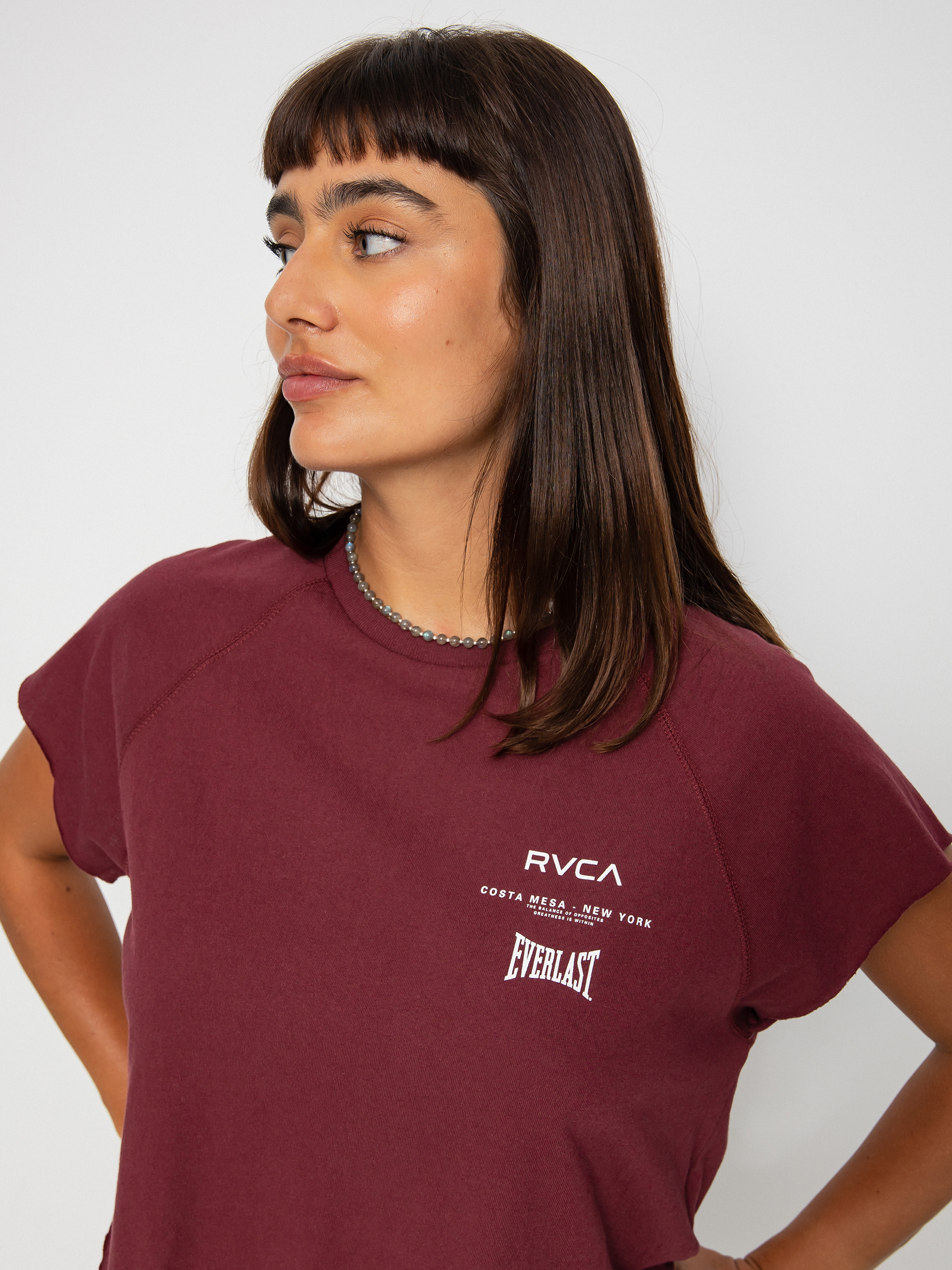 Tričko RVCA Everlast Raglan Musc (tawny port)