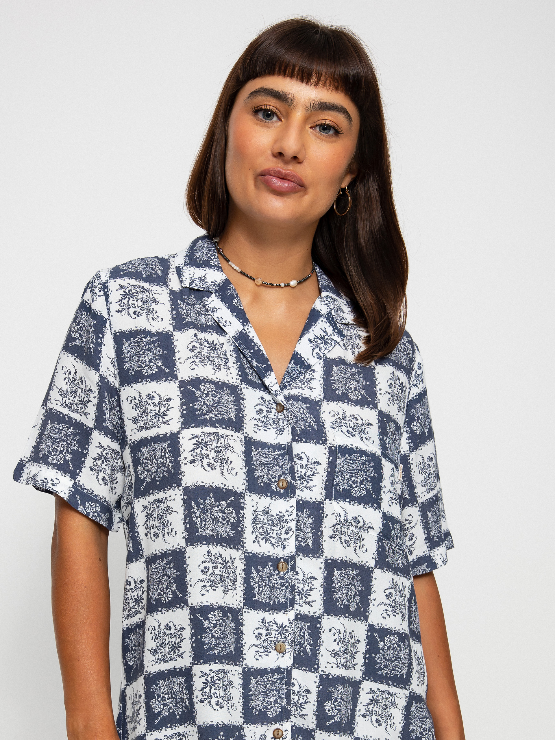 Košeľa Brixton Bunker Patchwork Bf Wmn (joe blue)