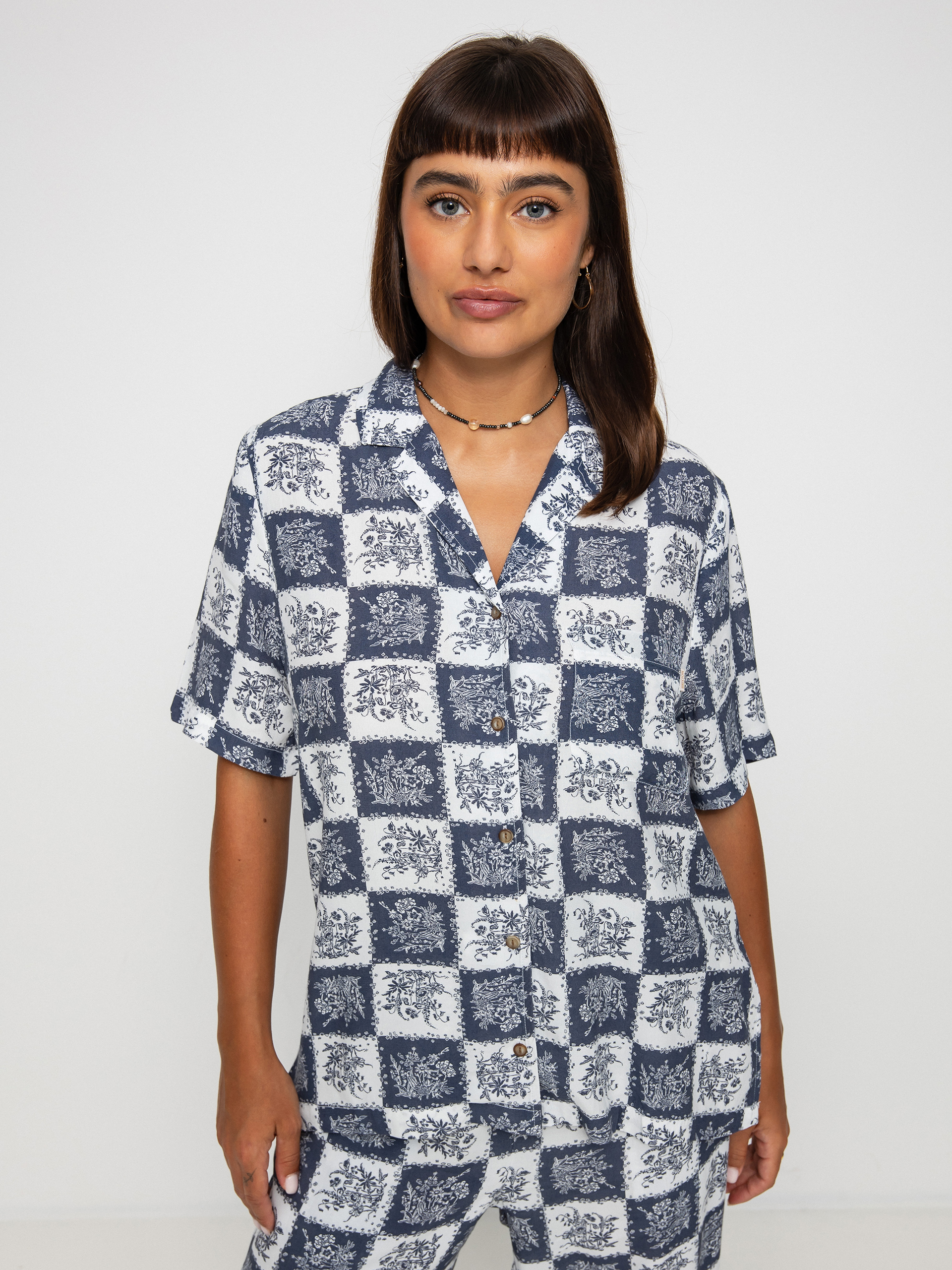 Košeľa Brixton Bunker Patchwork Bf Wmn (joe blue)