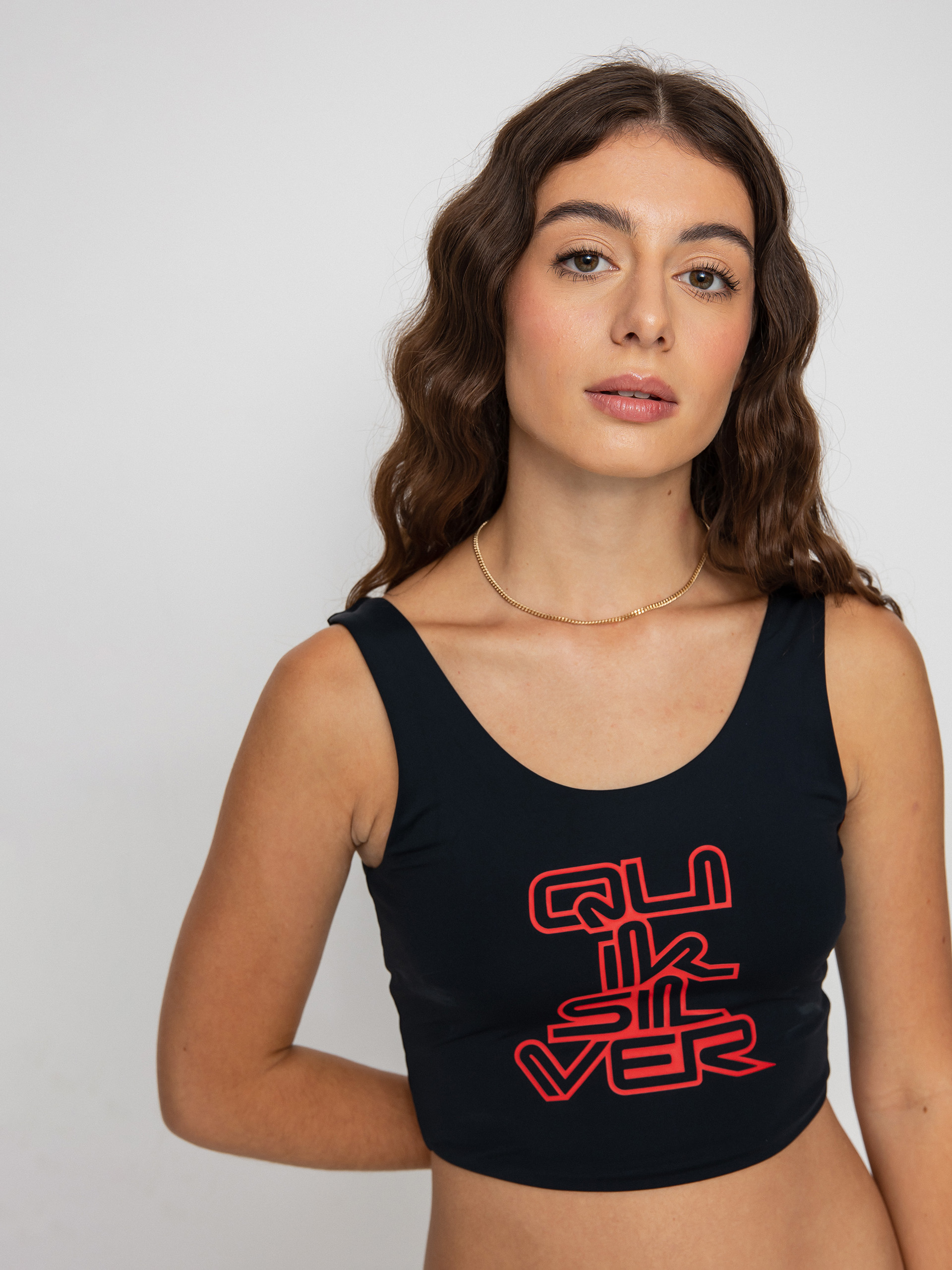 Vrchný diel Quiksilver X Stranger Things Upside Down Scoop Singlet Wmn (black)