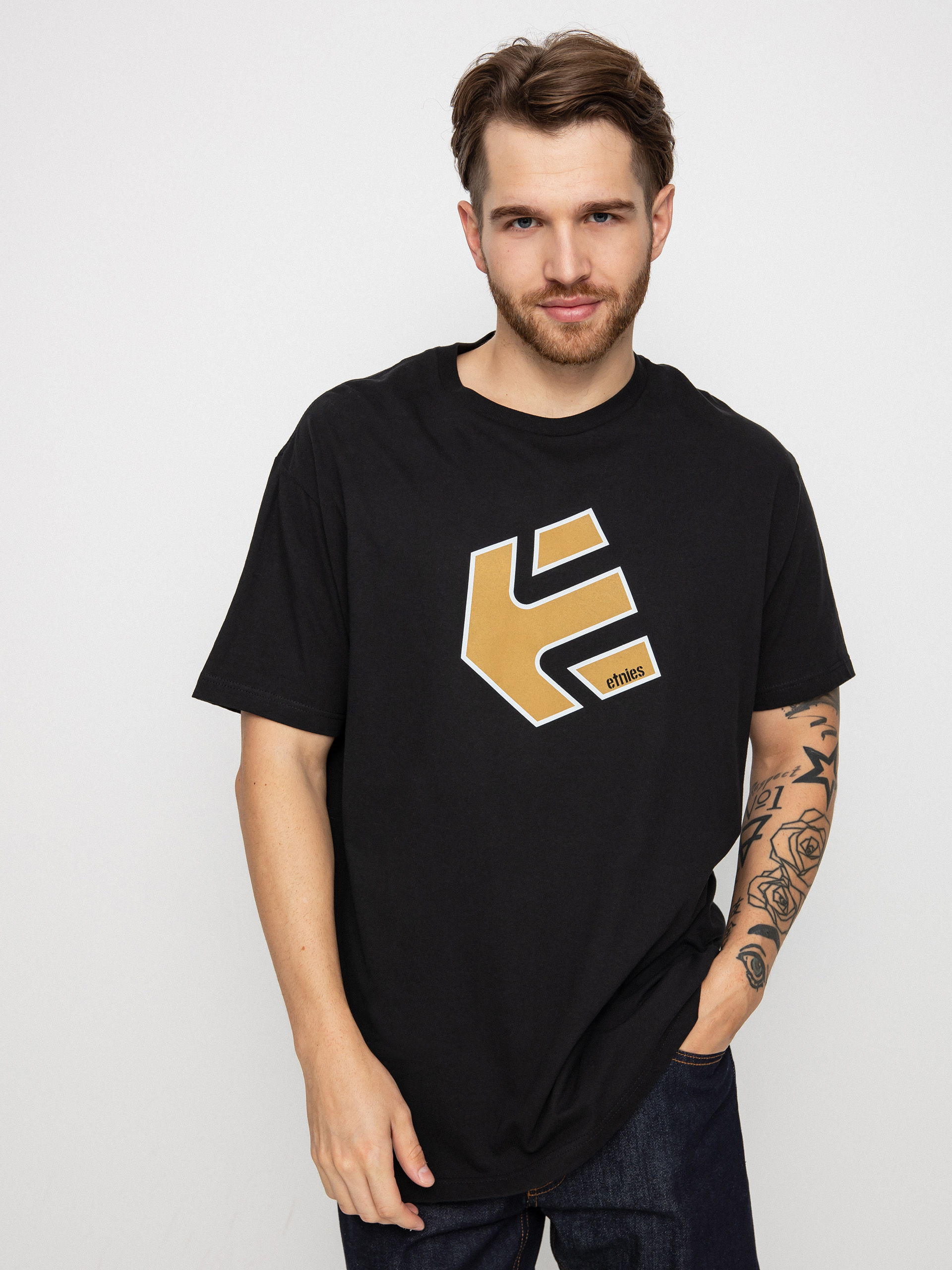 Tričko Etnies Crank Ss Tee (black/brown)