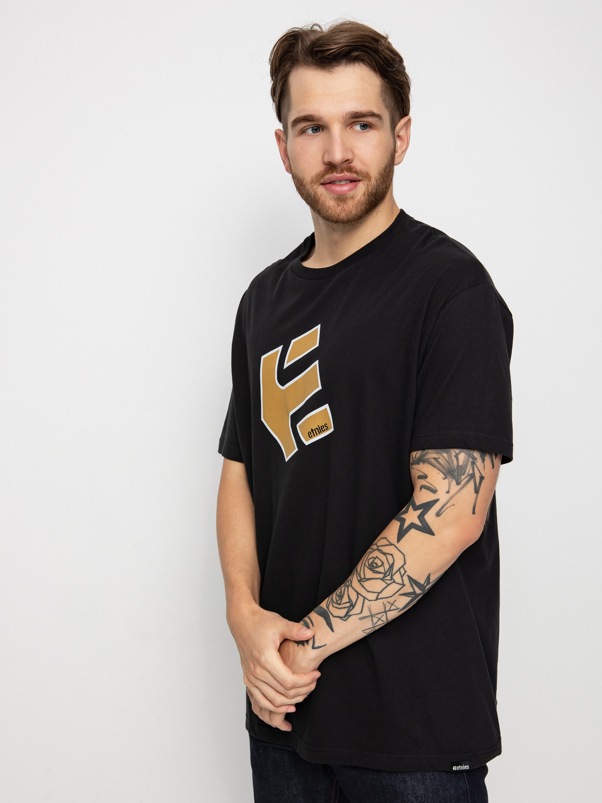 Tričko Etnies Crank Ss Tee (black/brown)