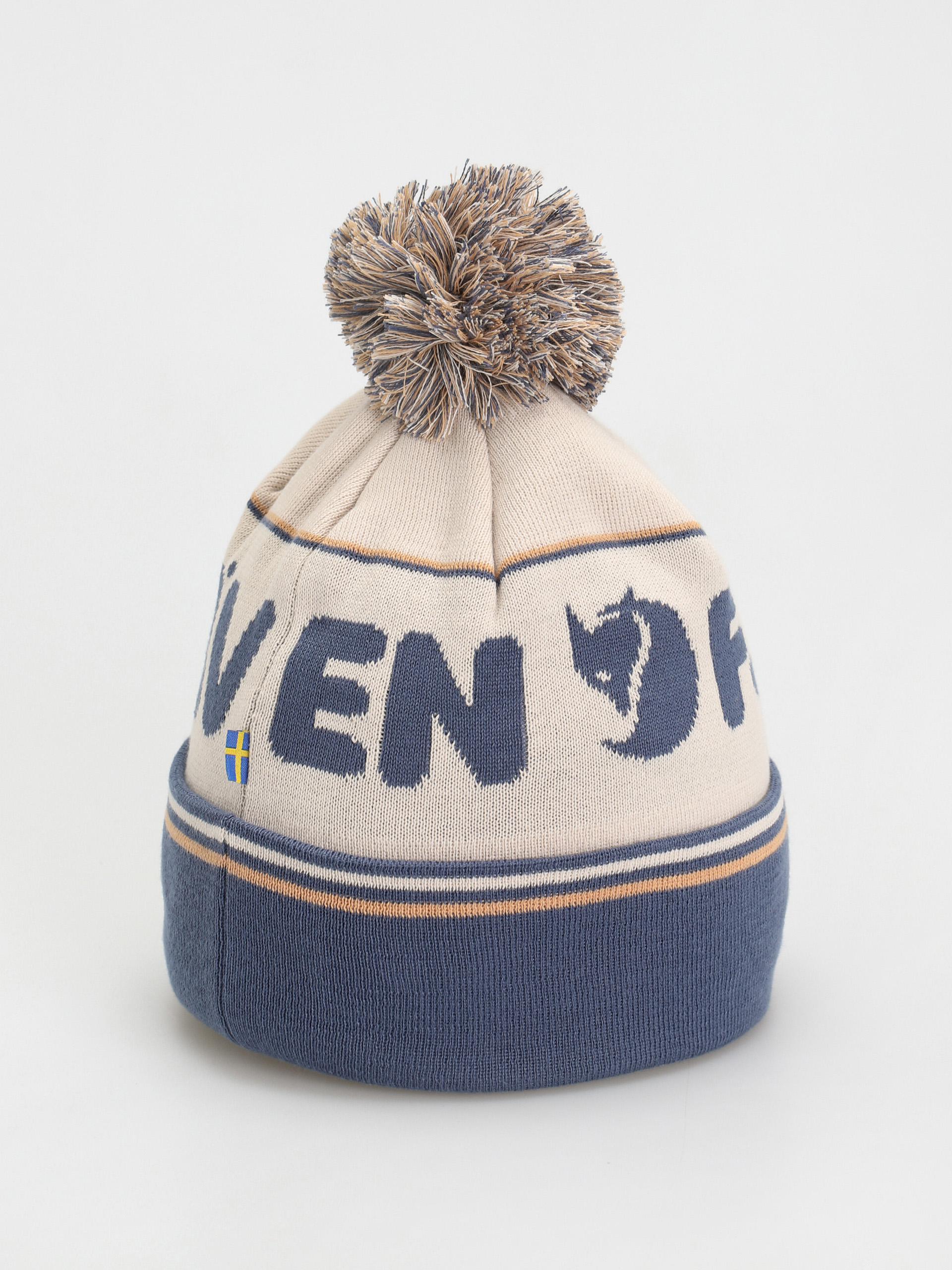 Čiapka Fjallraven Pom Hat (chalk white/indigo blue)