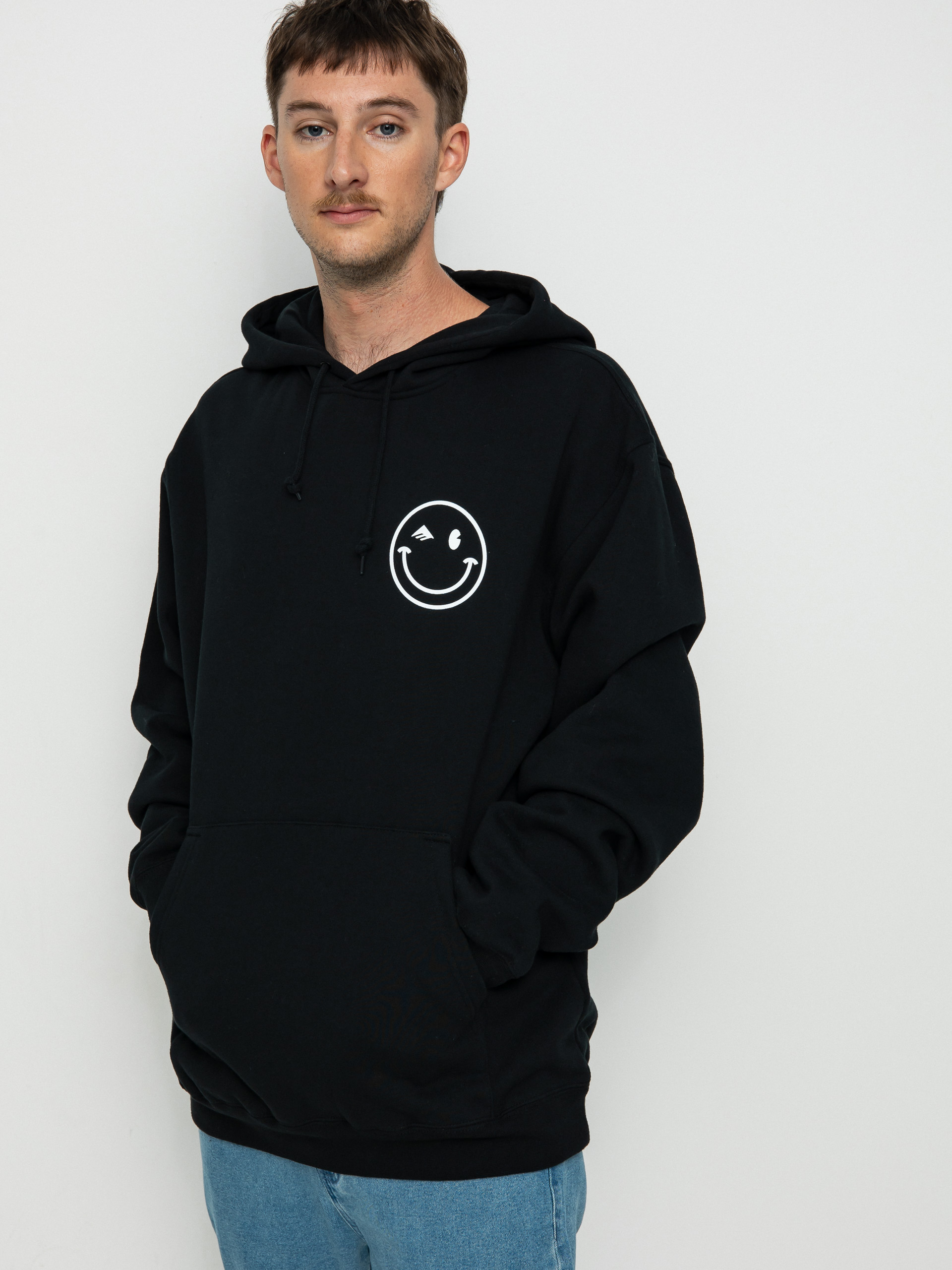 Mikina s kapucňou Emerica Happy Face (black)