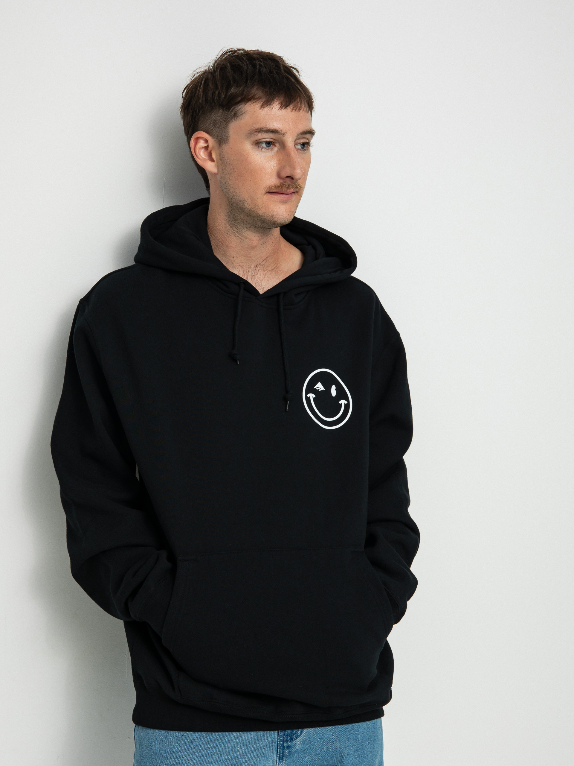 Mikina s kapucňou Emerica Happy Face (black)