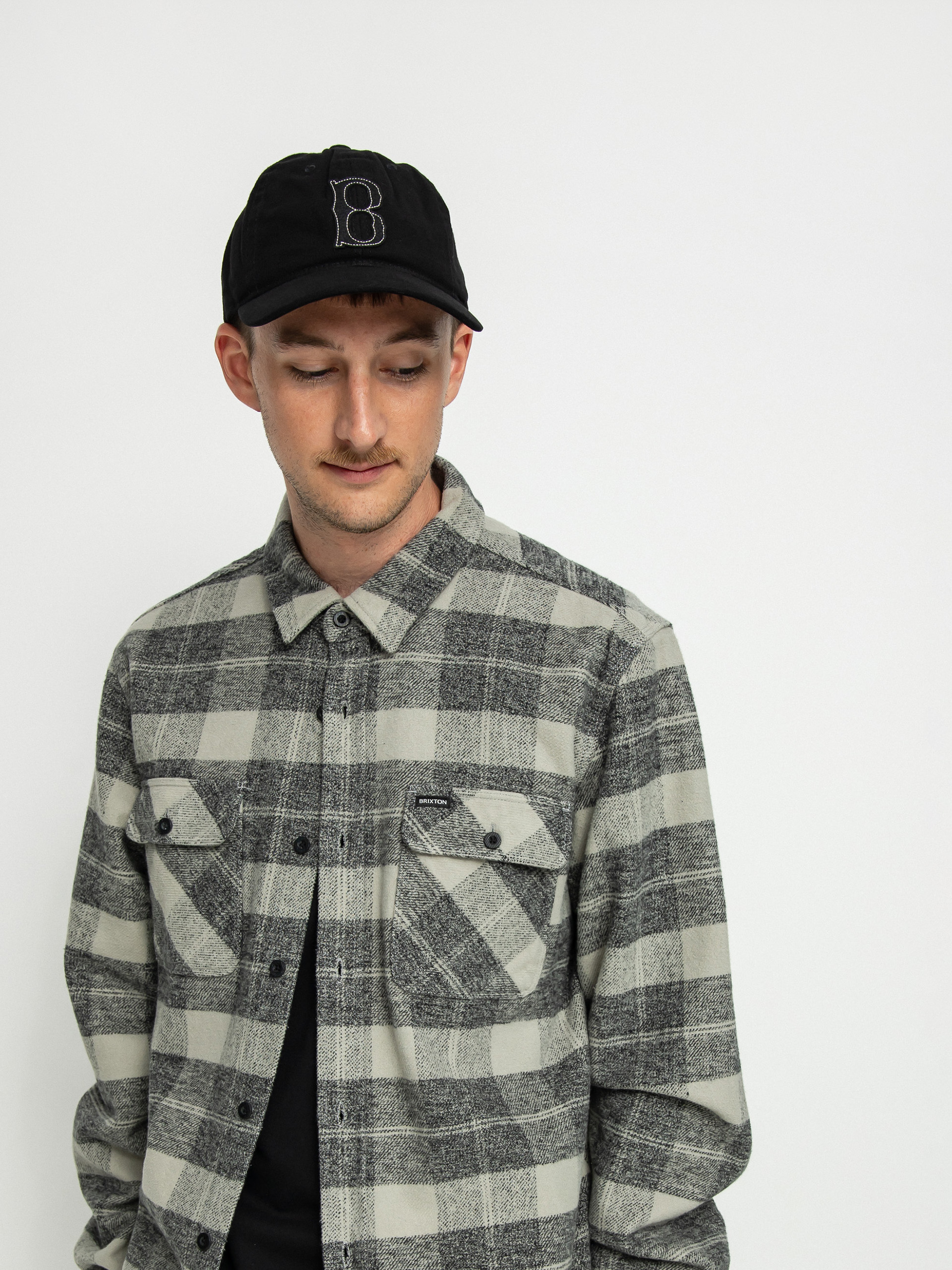 Košeľa Brixton Bowery Heavy Weight Ls (black/charcoal)