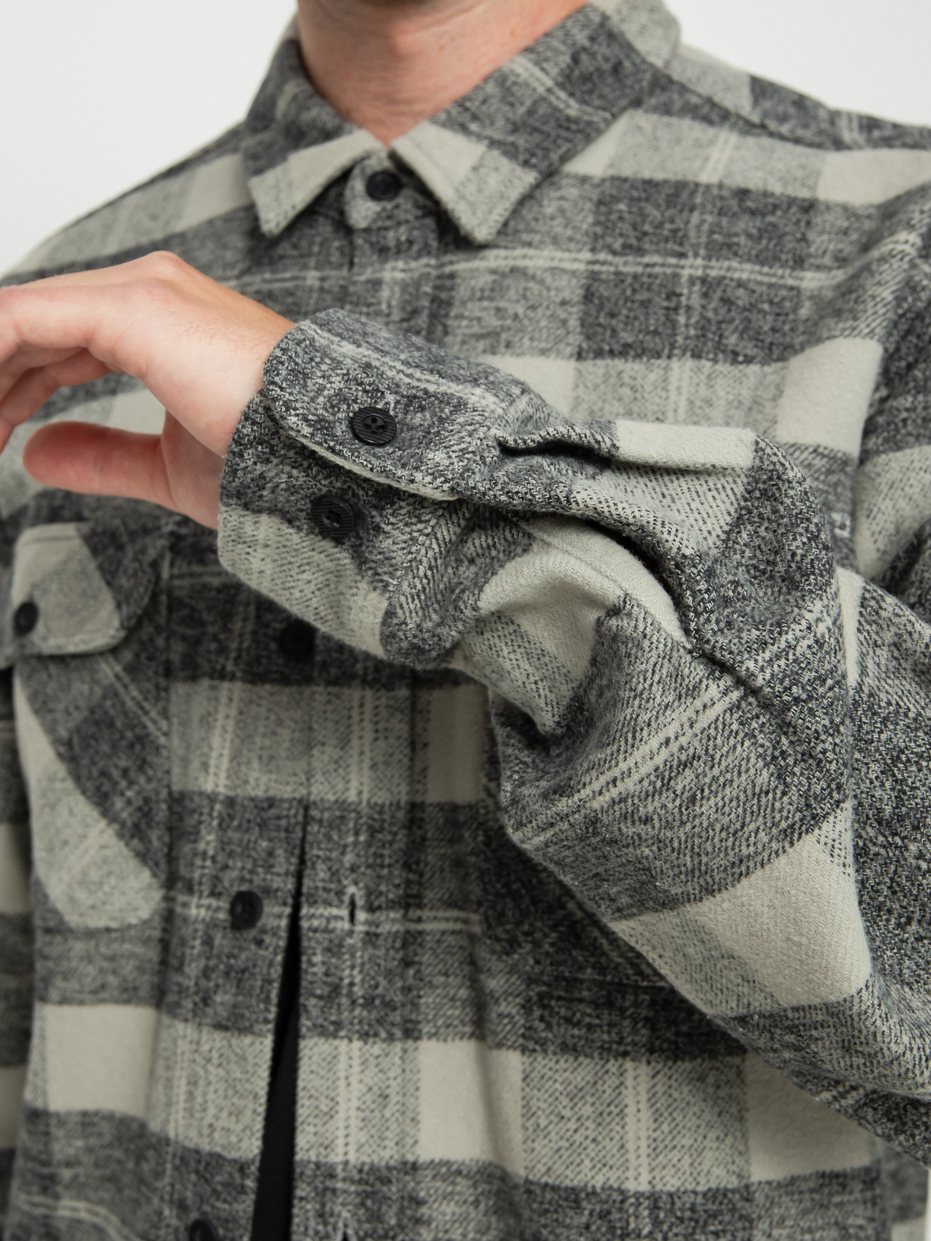 Košeľa Brixton Bowery Heavy Weight Ls (black/charcoal)