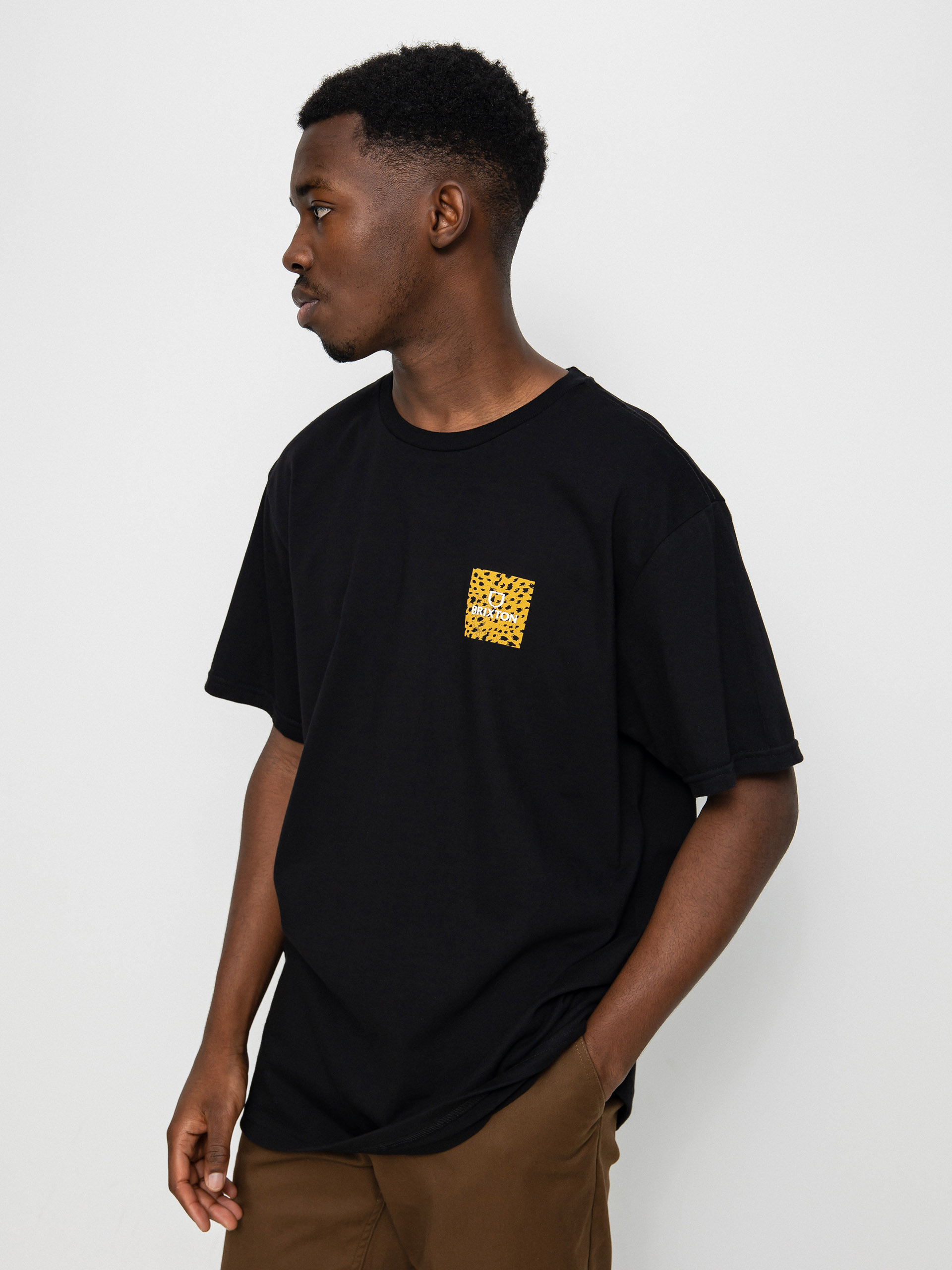 Tričko Brixton Alpha Square (black/cheetah)