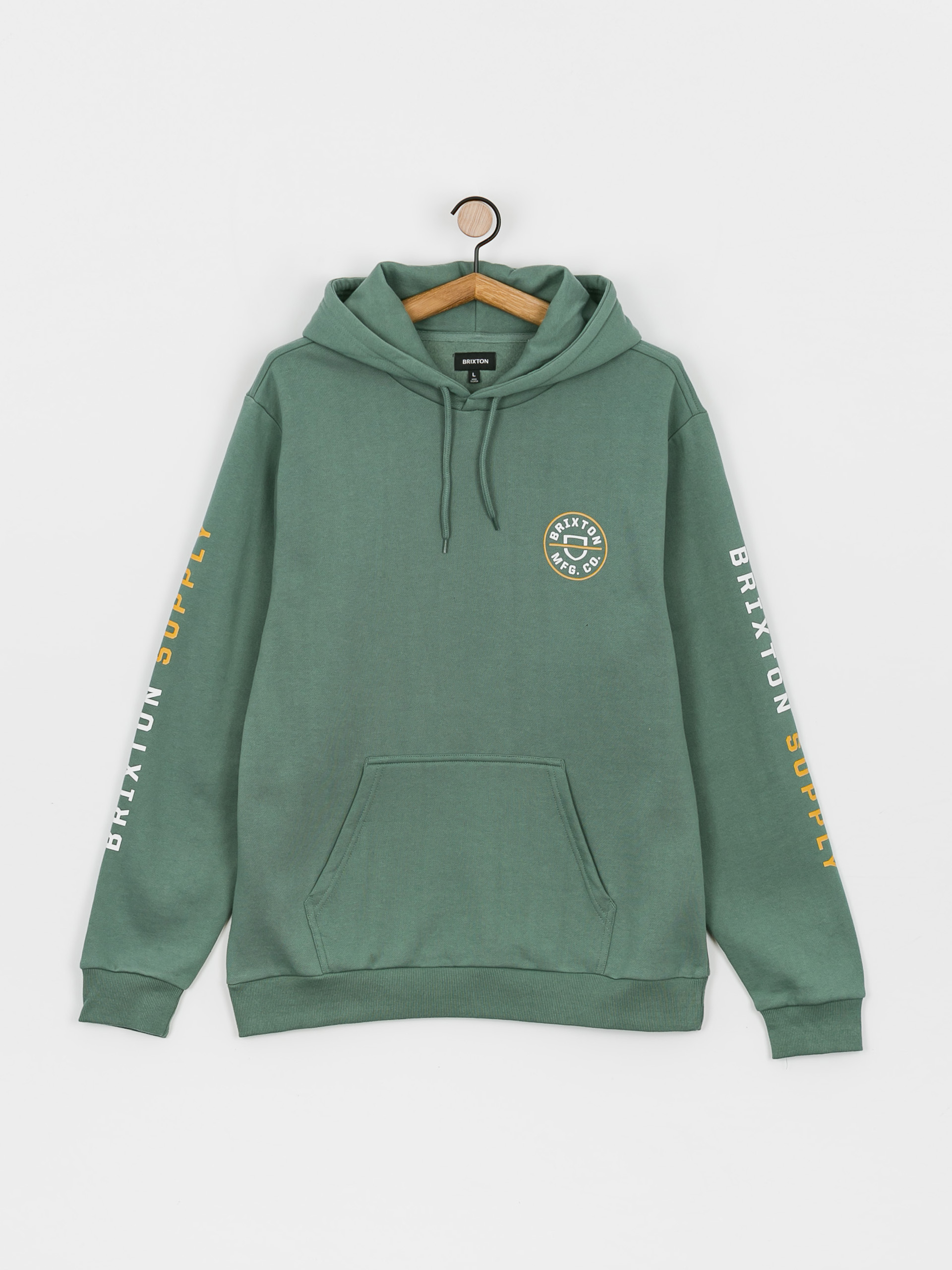 Mikina s kapucňou Brixton Crest HD (deep forest/bright gold/white)