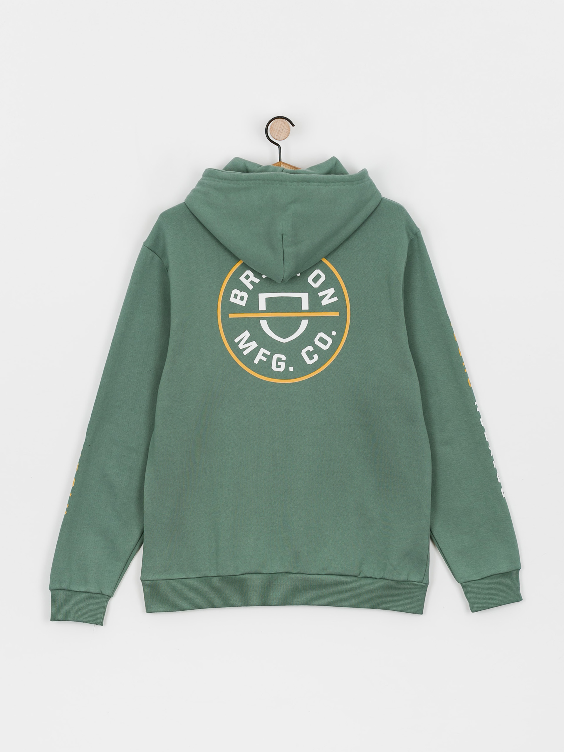 Mikina s kapucňou Brixton Crest HD (deep forest/bright gold/white)