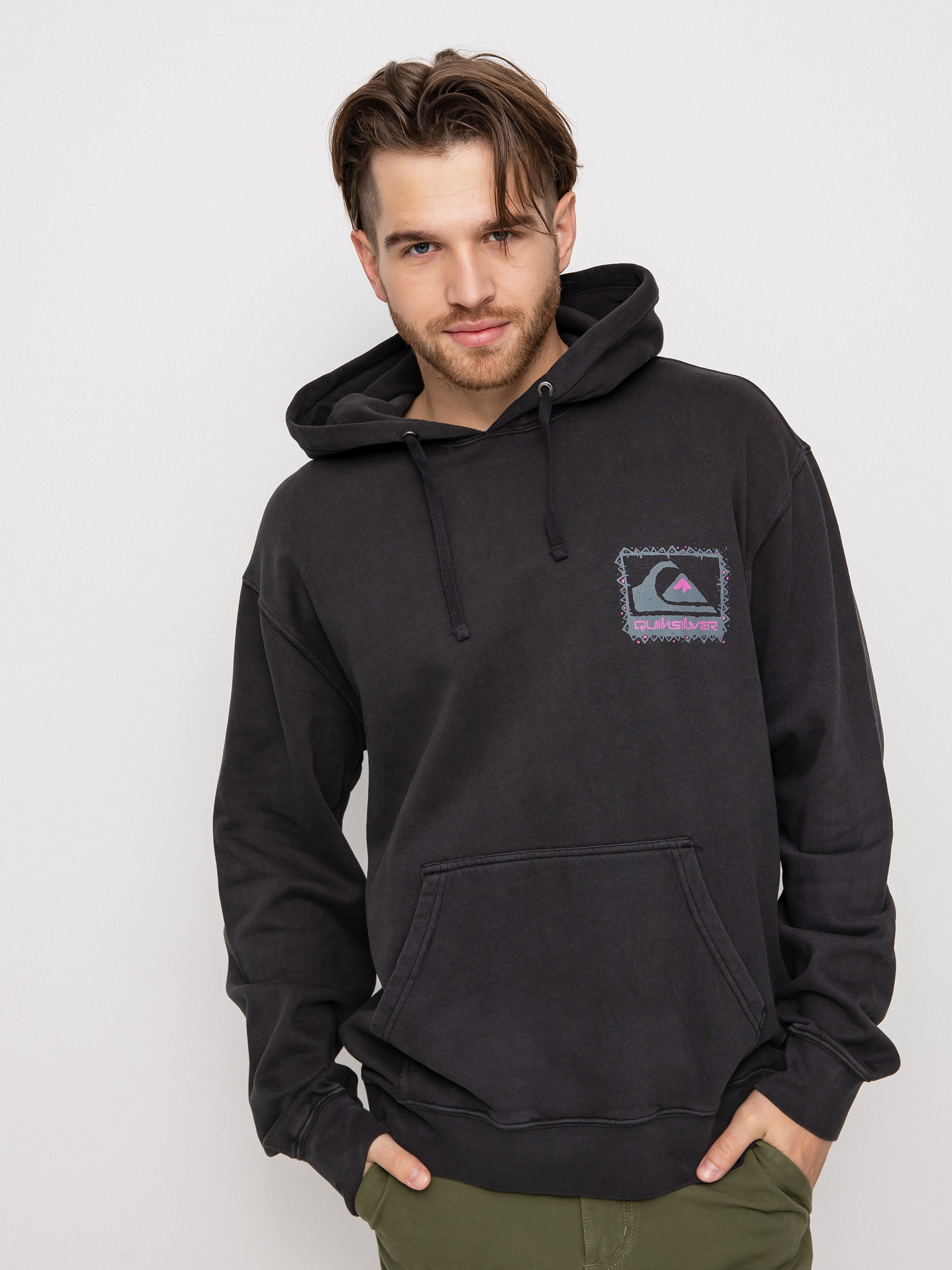 Mikina s kapucňou Quiksilver Neon Slab HD (black)
