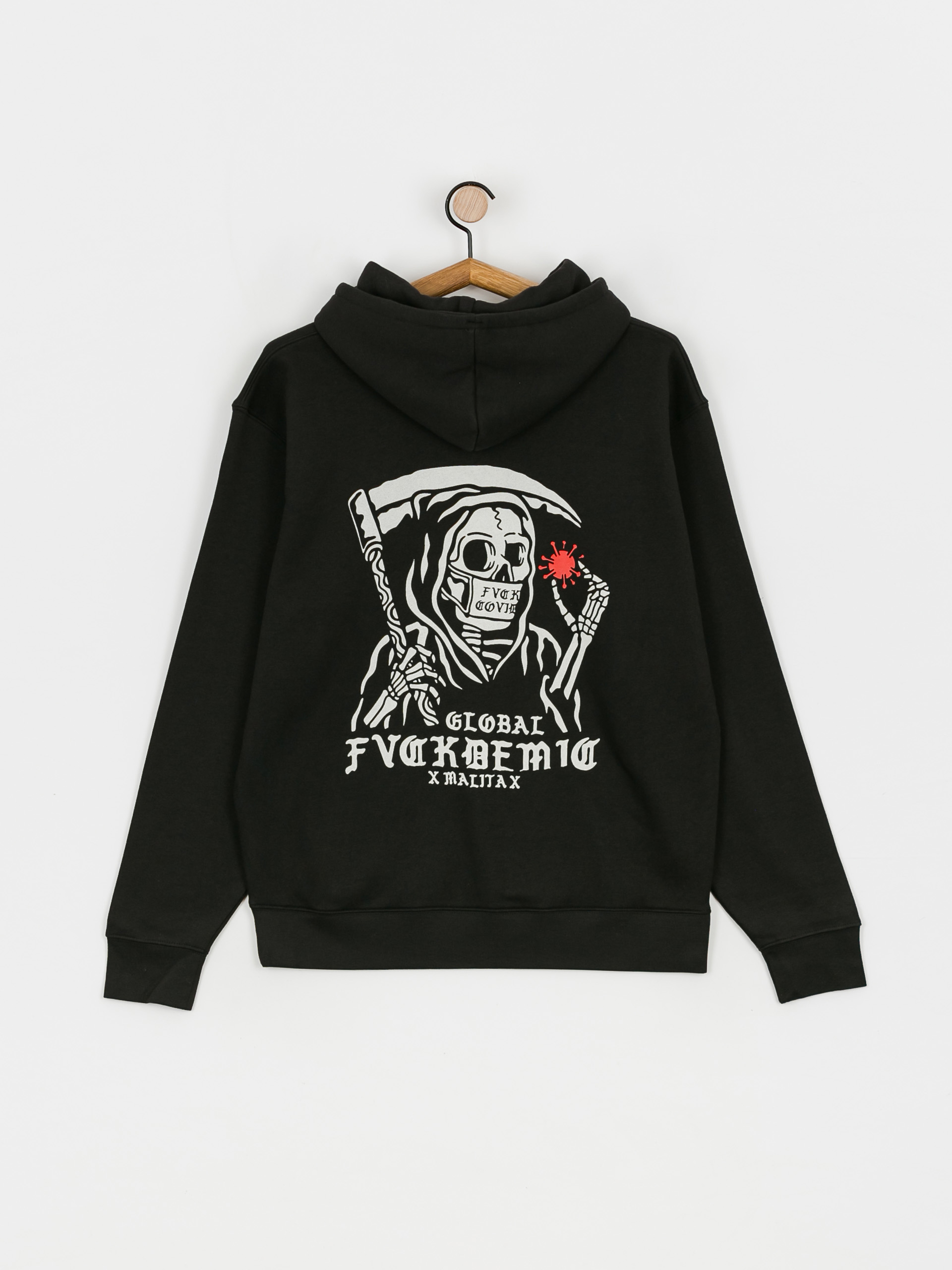 Mikina s kapucňou Malita Fckcovid HD (black)