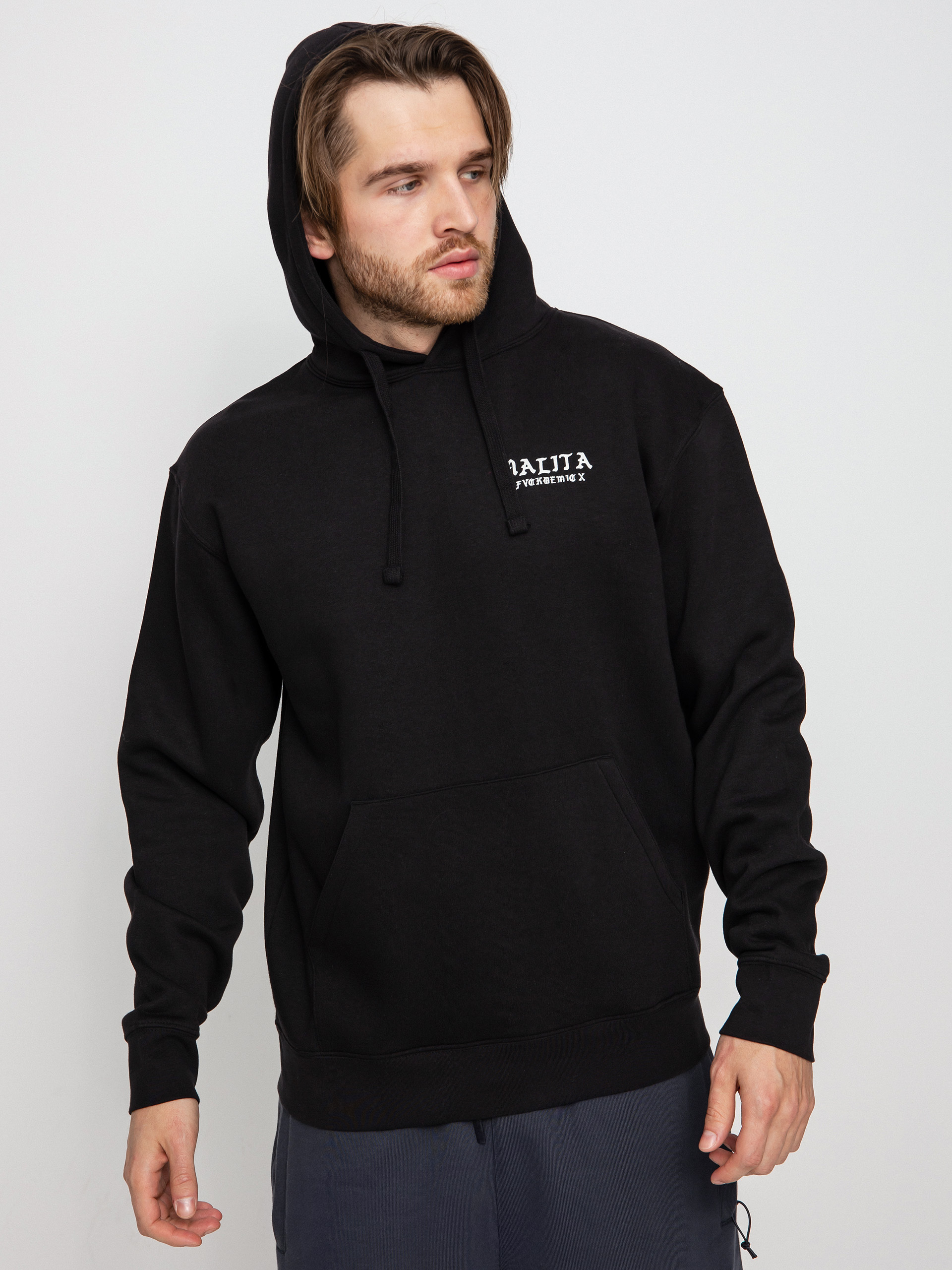 Mikina s kapucňou Malita Fckcovid HD (black)