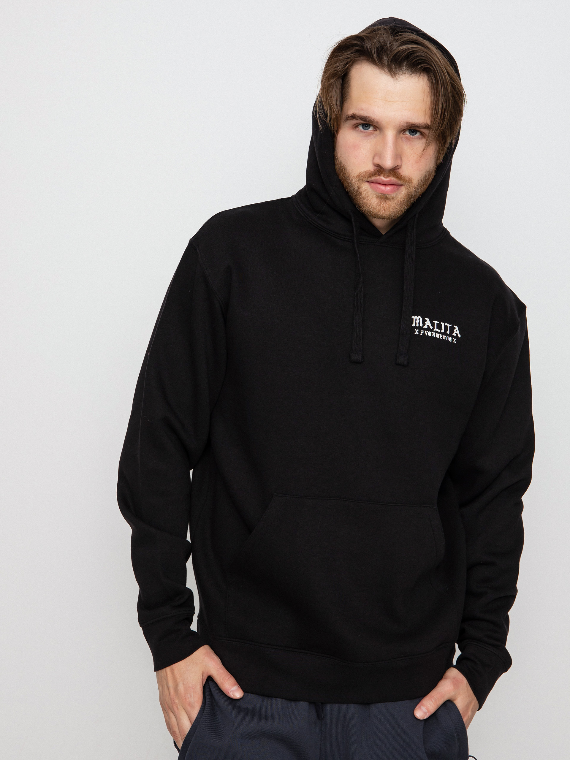 Mikina s kapucňou Malita Fckcovid HD (black)