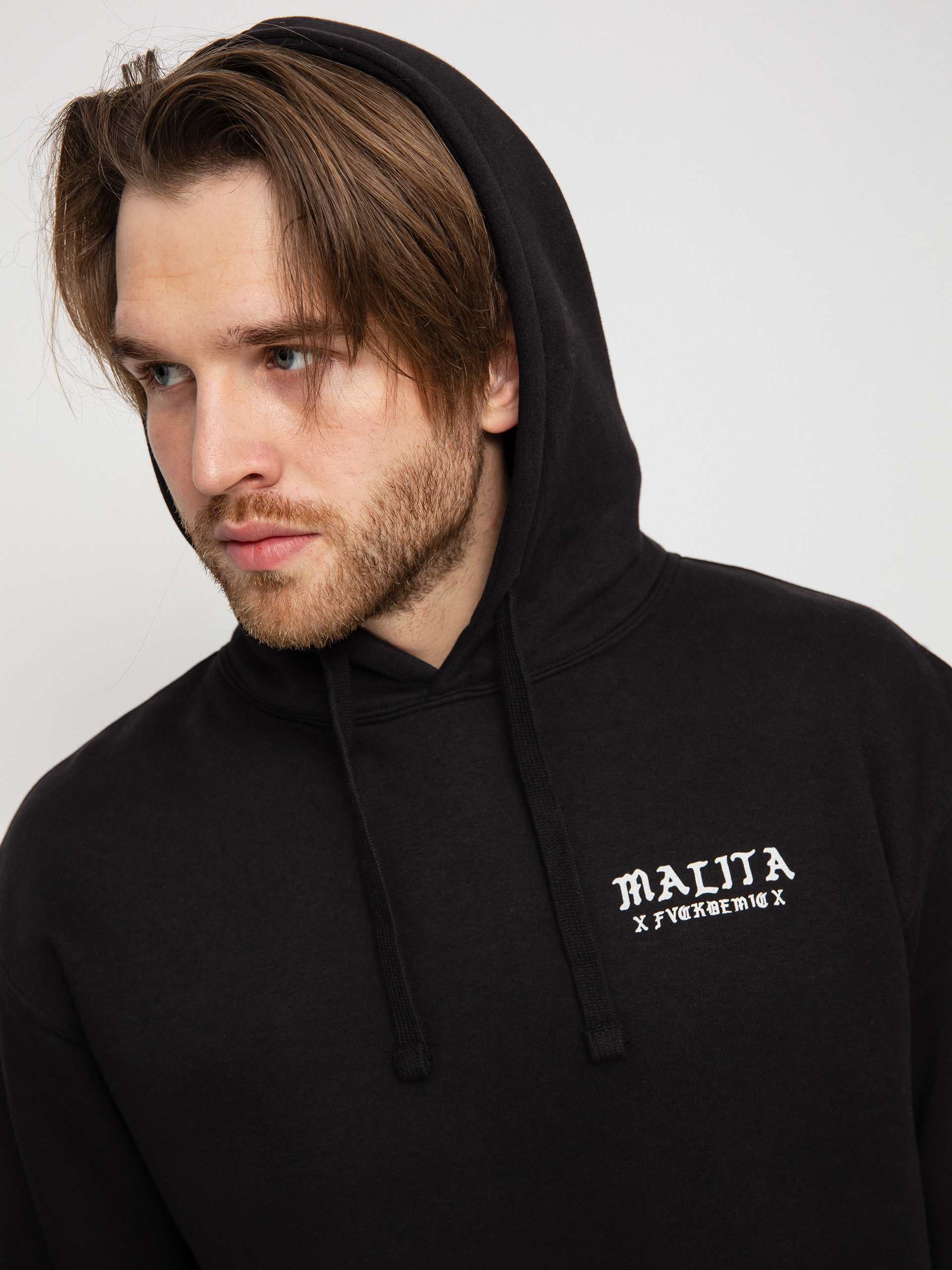 Mikina s kapucňou Malita Fckcovid HD (black)