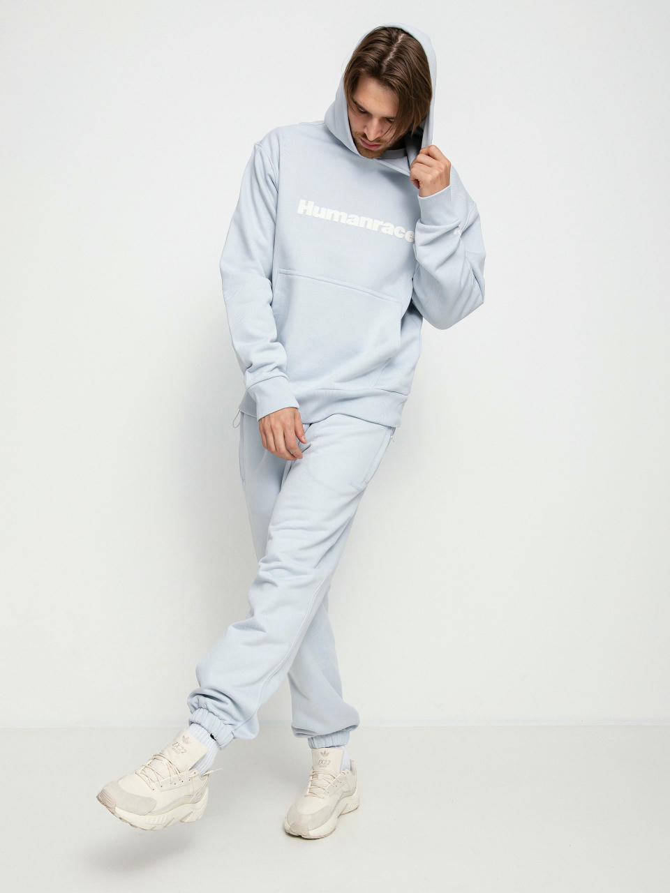 Mikina s kapucňou adidas Originals Pharrell Williams Basics HD (halblu)