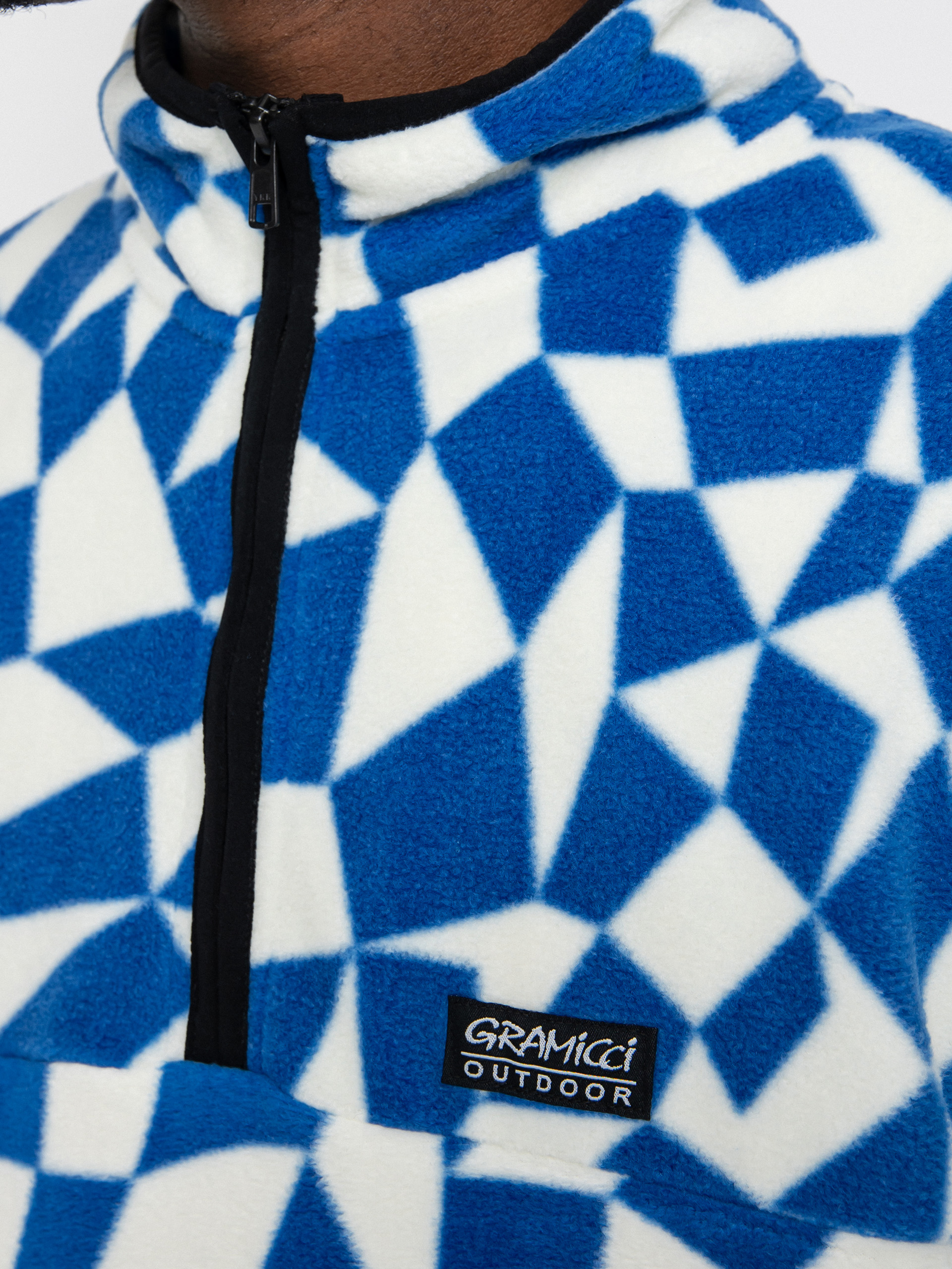 Pánsky Flisová mikina Gramicci Mock Neck (blue check)