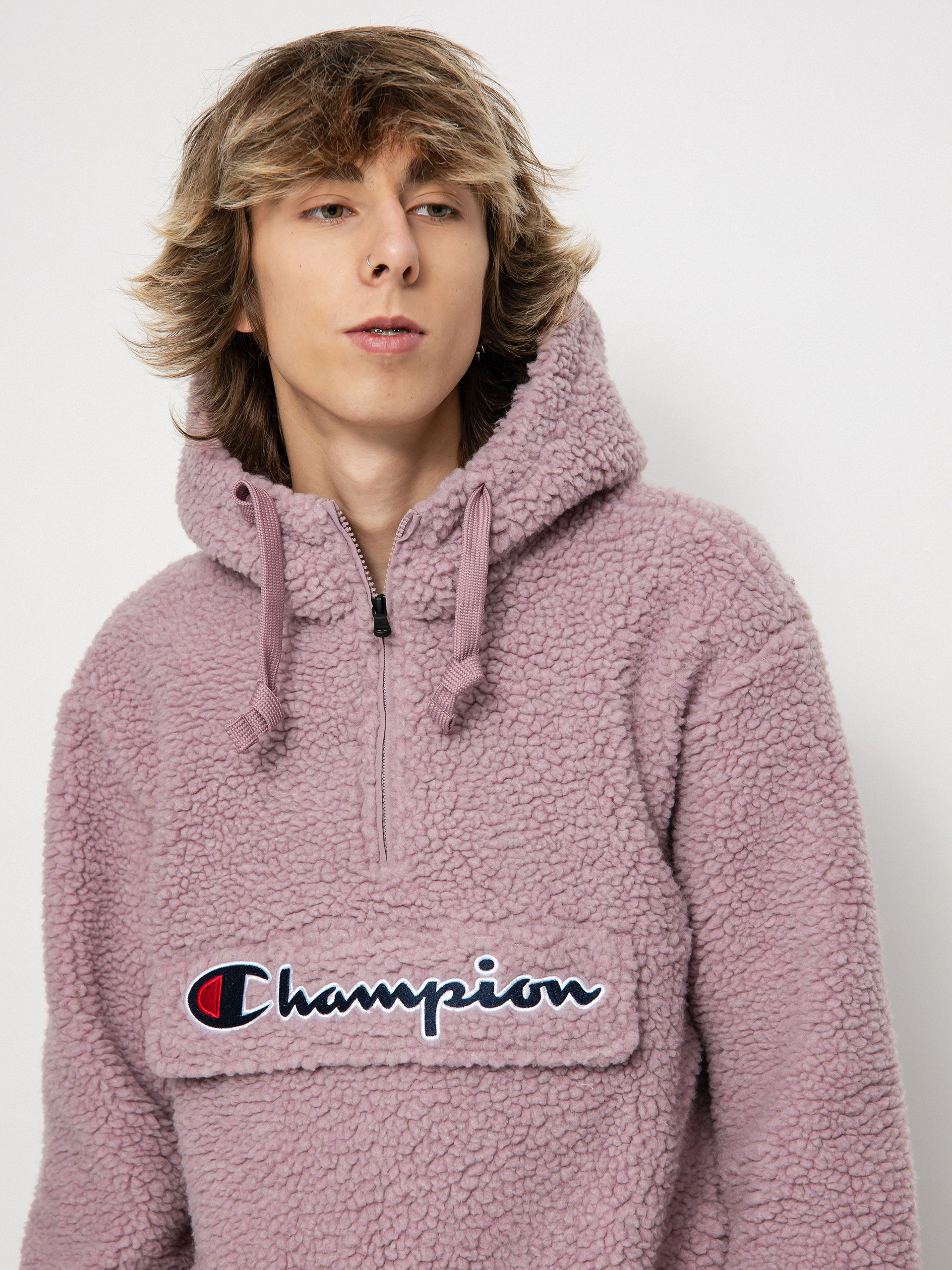 Champion hooded best sale half zip top