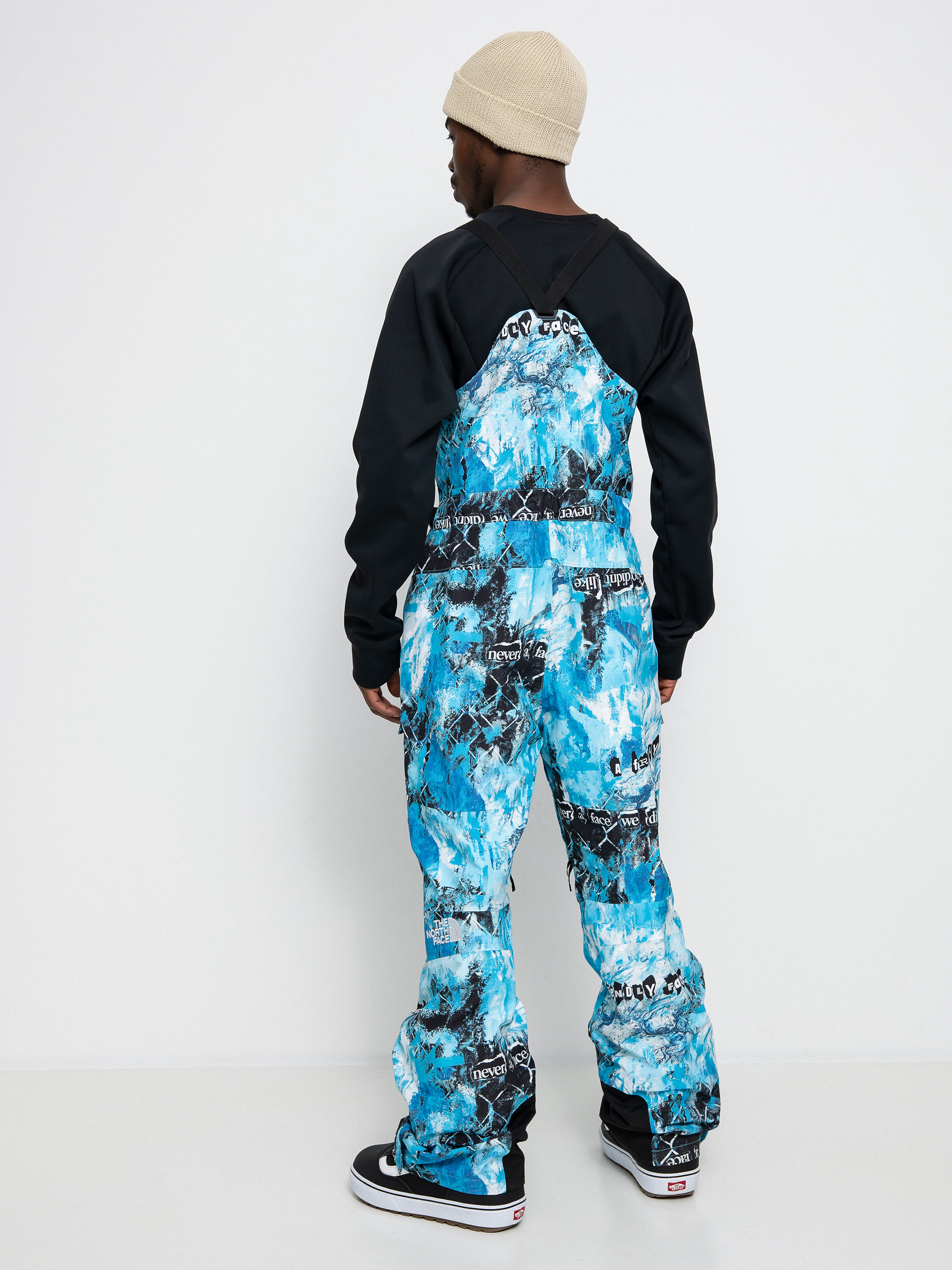 Pánske Snowboardové nohavice The North Face Printed Dragline Bib (norse blue/cole navin/never a face print)