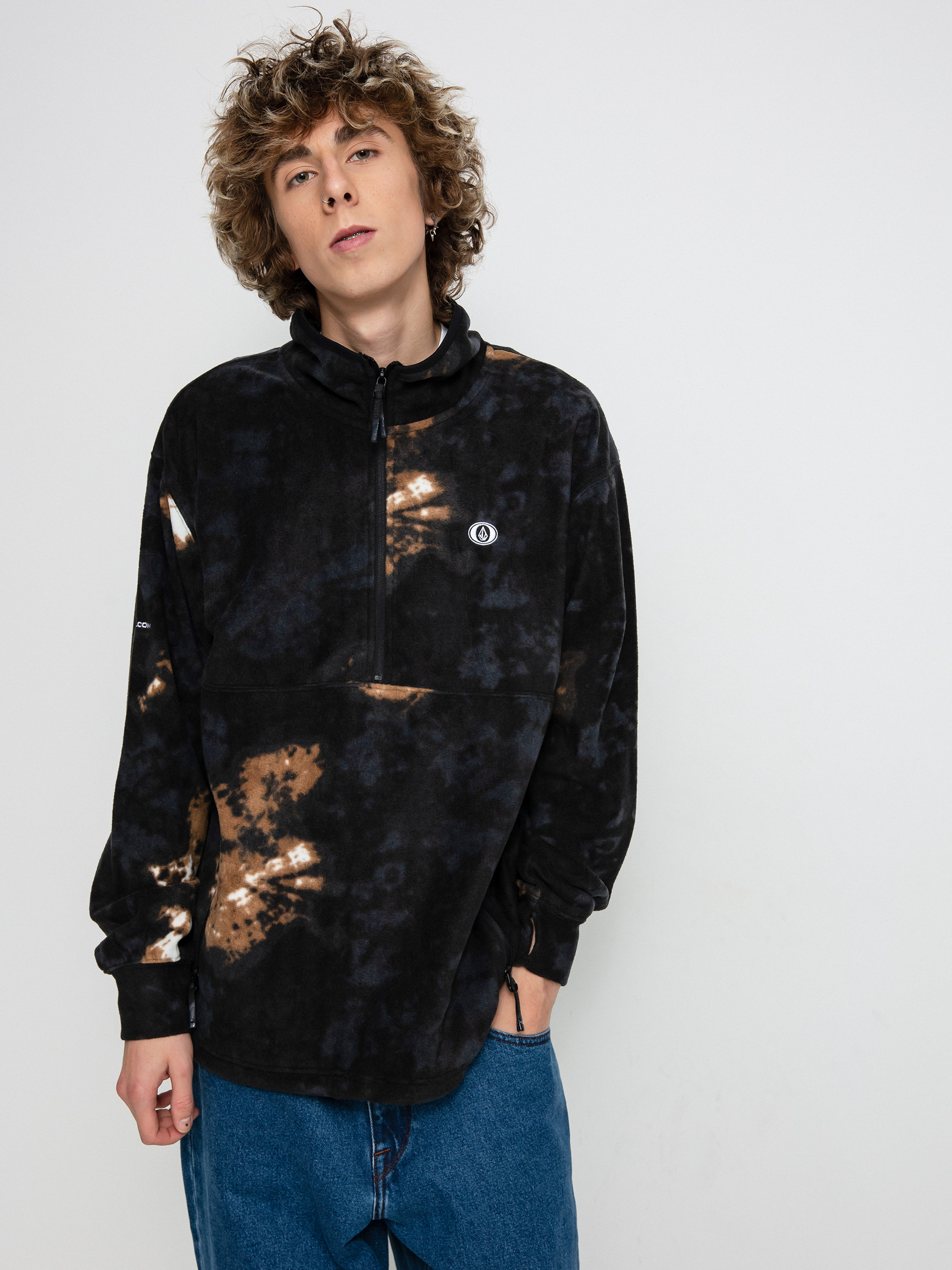 Mikina s kapucňou Volcom V Science 1/2 Zip (bleach black)