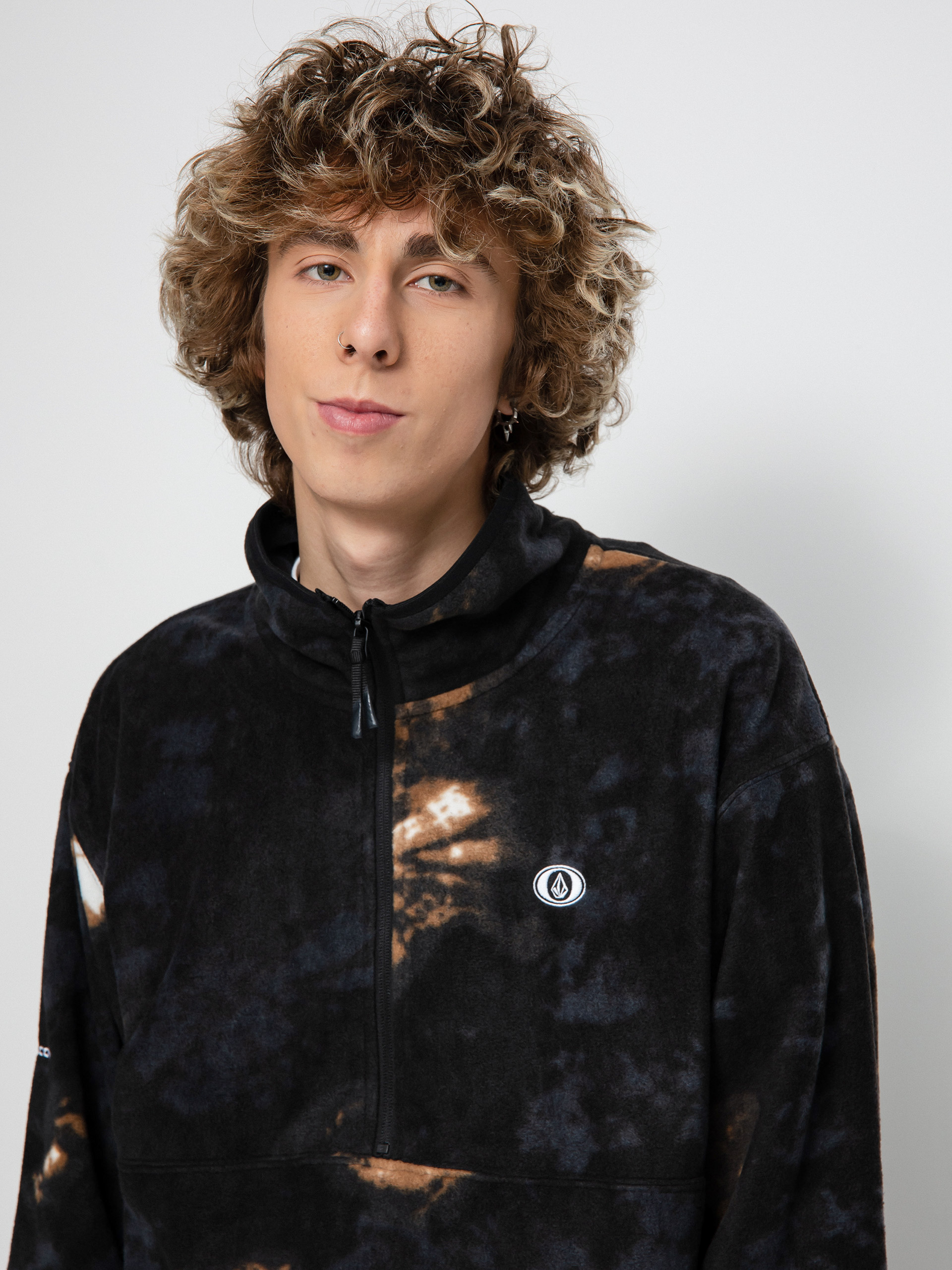 Mikina s kapucňou Volcom V Science 1/2 Zip (bleach black)