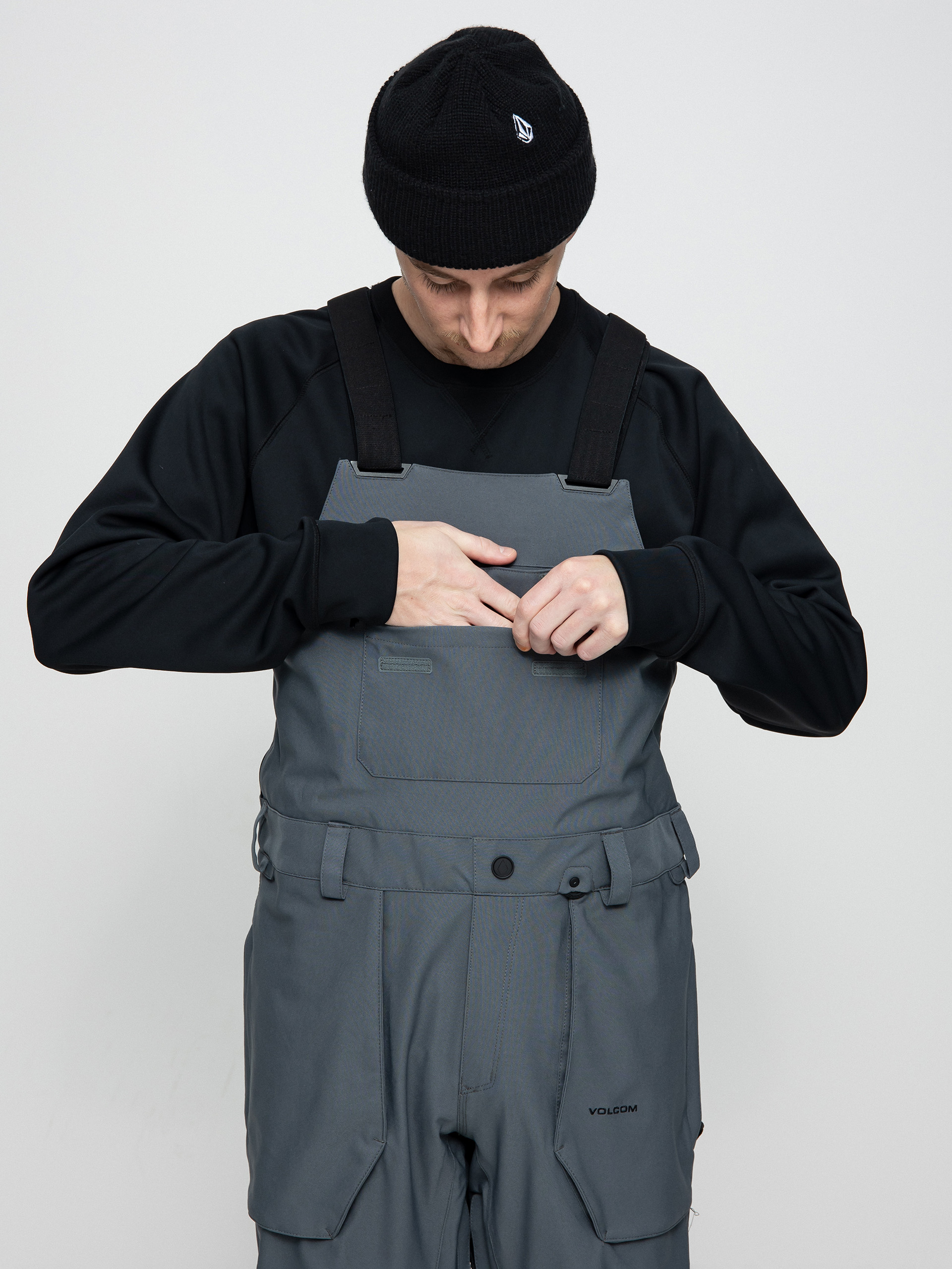 Pánske Snowboardové nohavice Volcom Roan Bib Overall (dark grey)