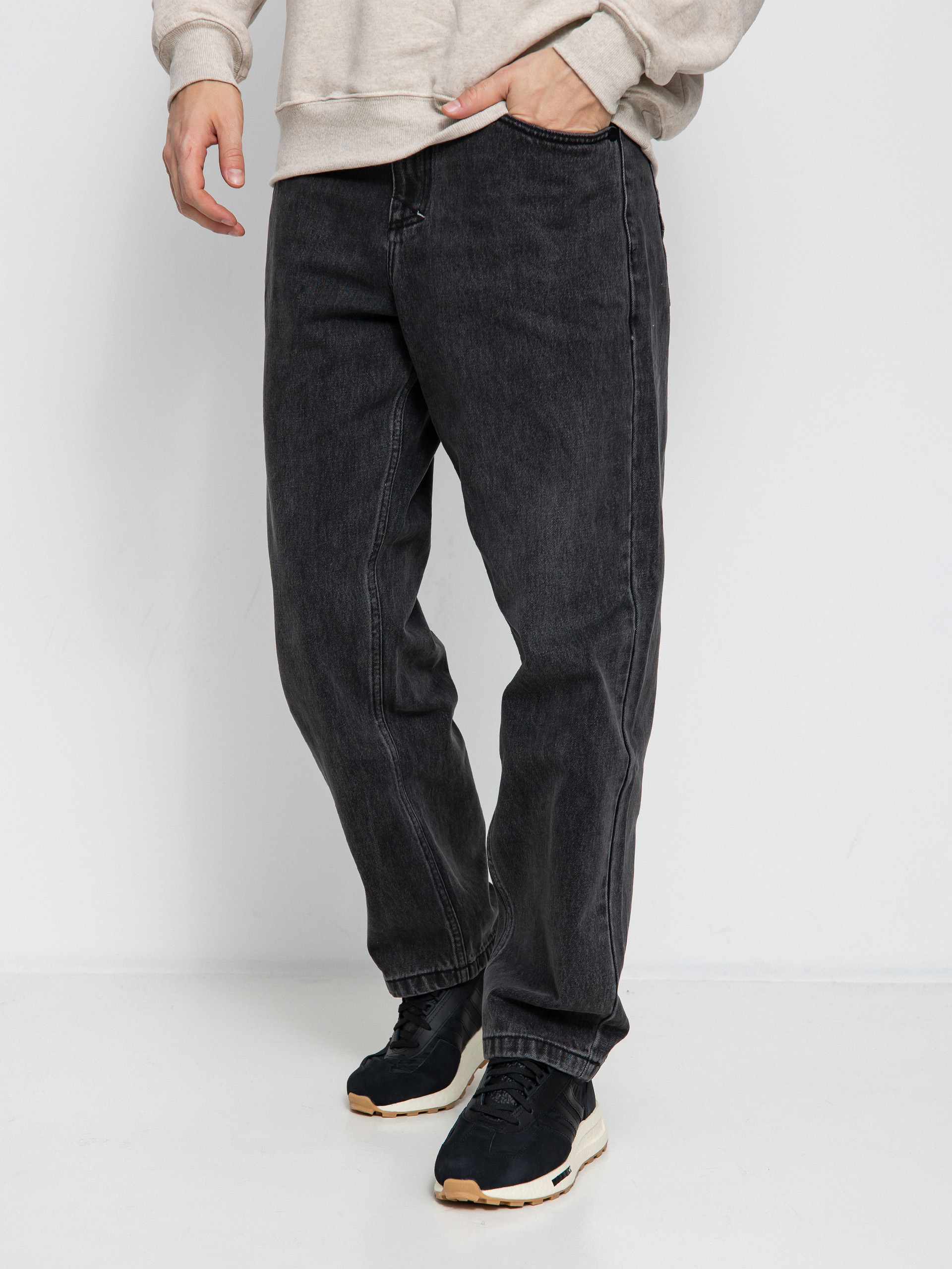 Nohavice MassDnm Slang Jeans Baggy Fit (black washed)